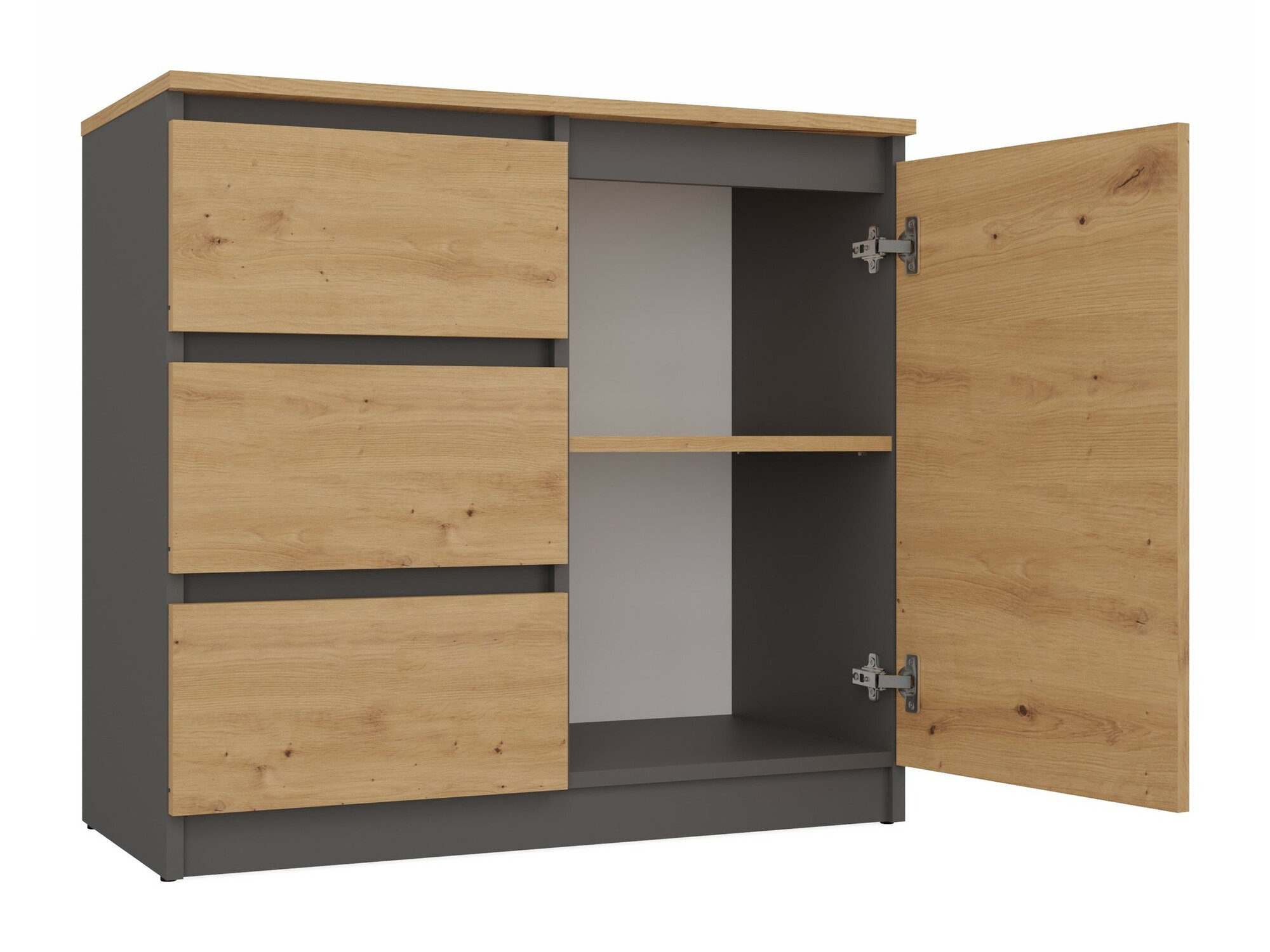 Commode Elbvelu 110 (Chêne Artisan + Anthracite)