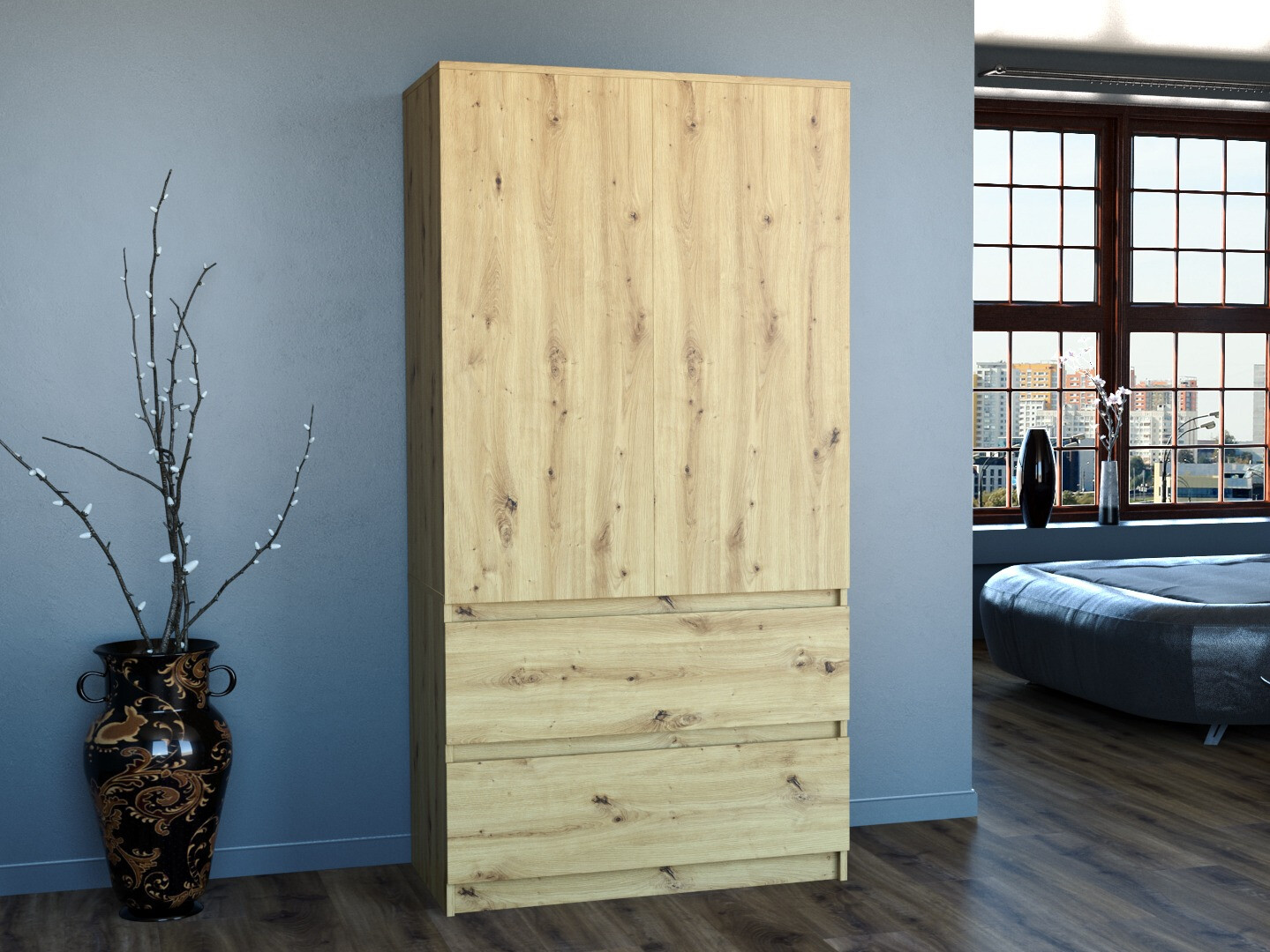 Armoire Elbvelu 116 (Chêne Artisan)