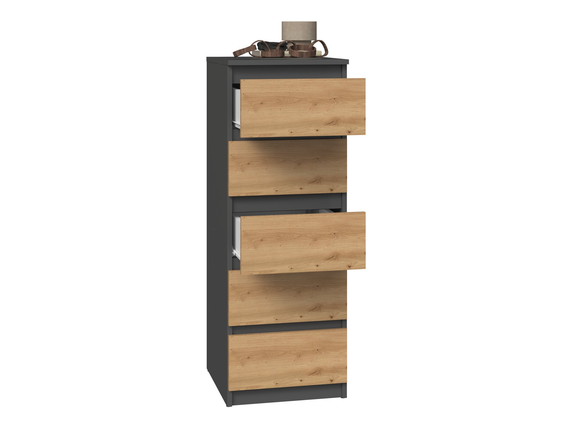 Commode Elbvelu 121 (Anthracite + Chêne Artisan)