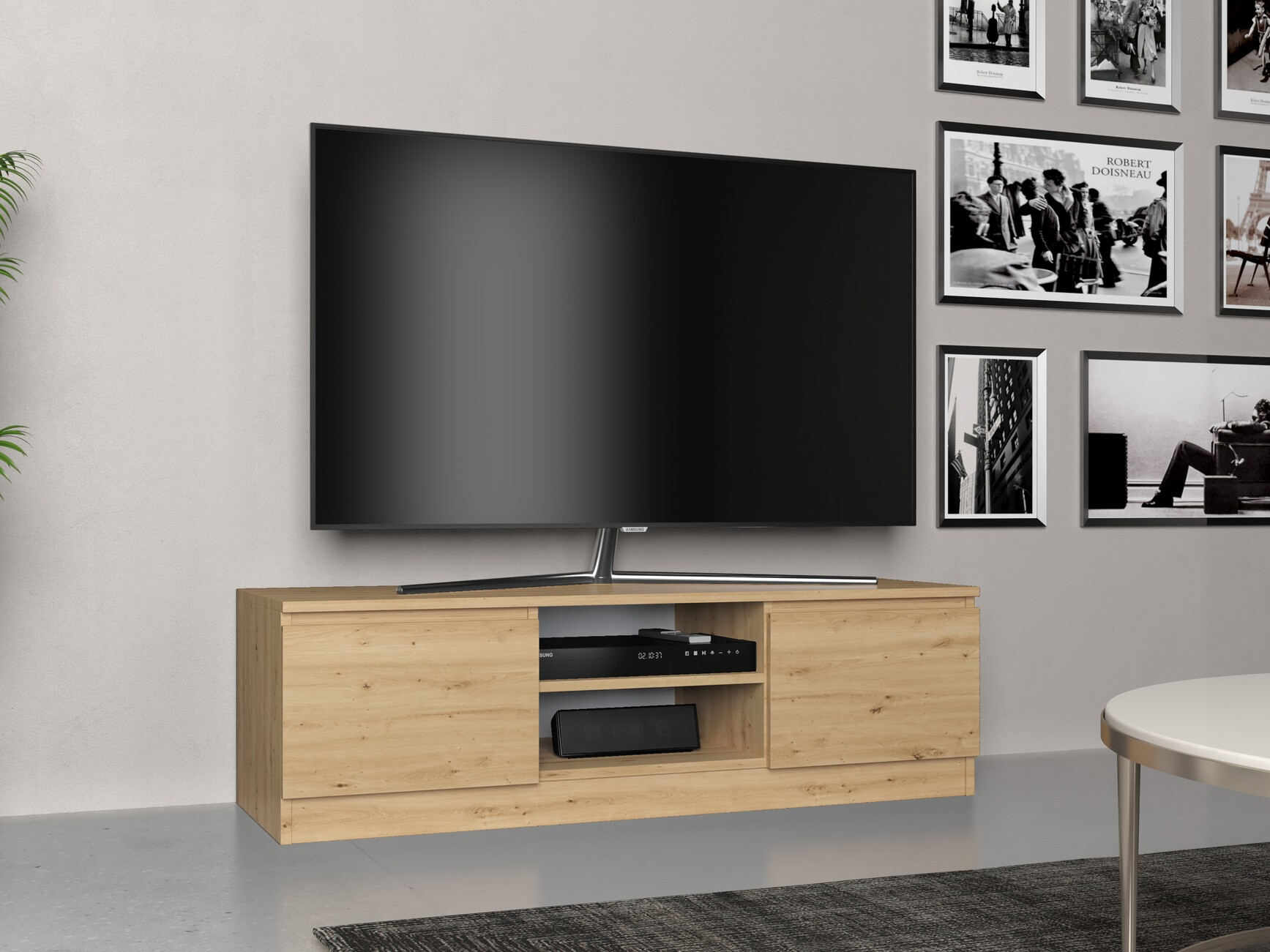 Meuble TV Elbvelu 123 (Chêne Artisan)