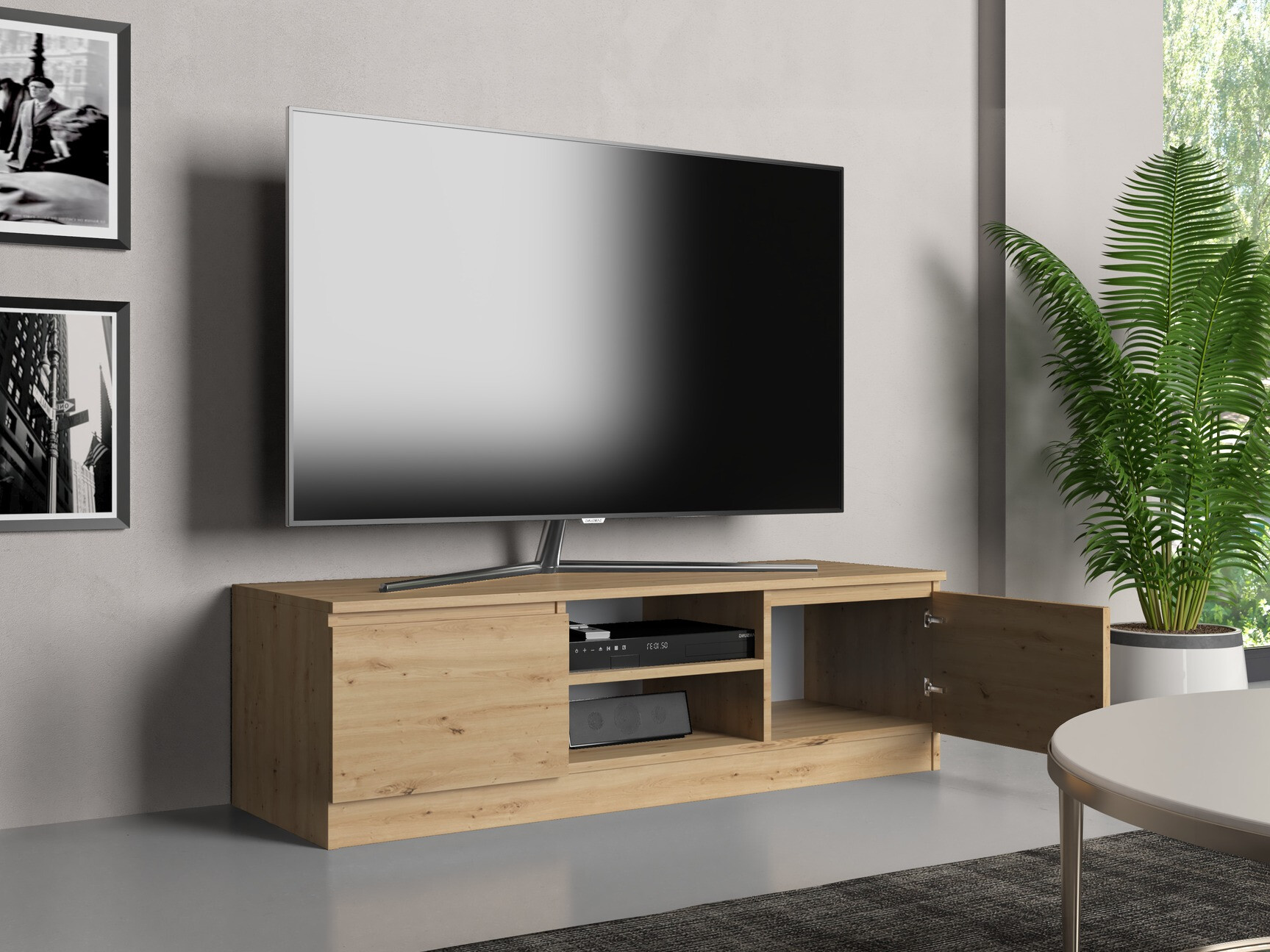 Meuble TV Elbvelu 123 (Chêne Artisan)