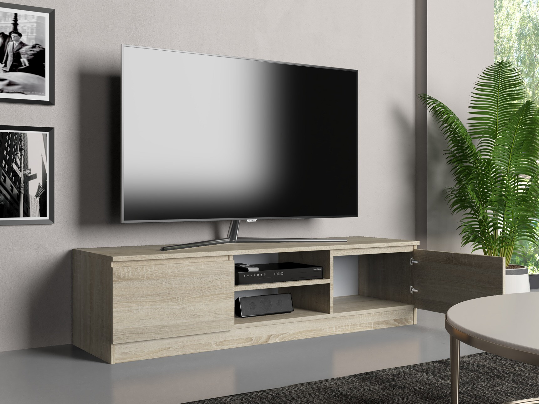 Meuble TV Elbvelu 125 (Sonoma chêne)