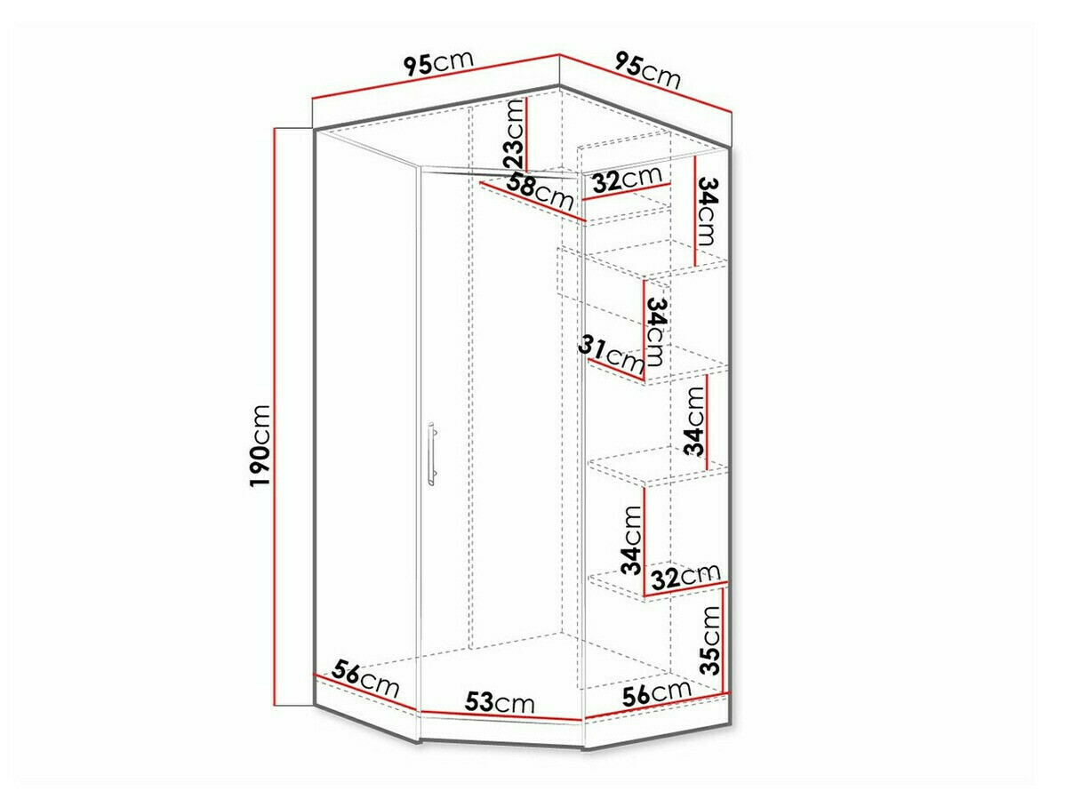 Armoire d'angle Cavmero 106 (Chêne Artisan)