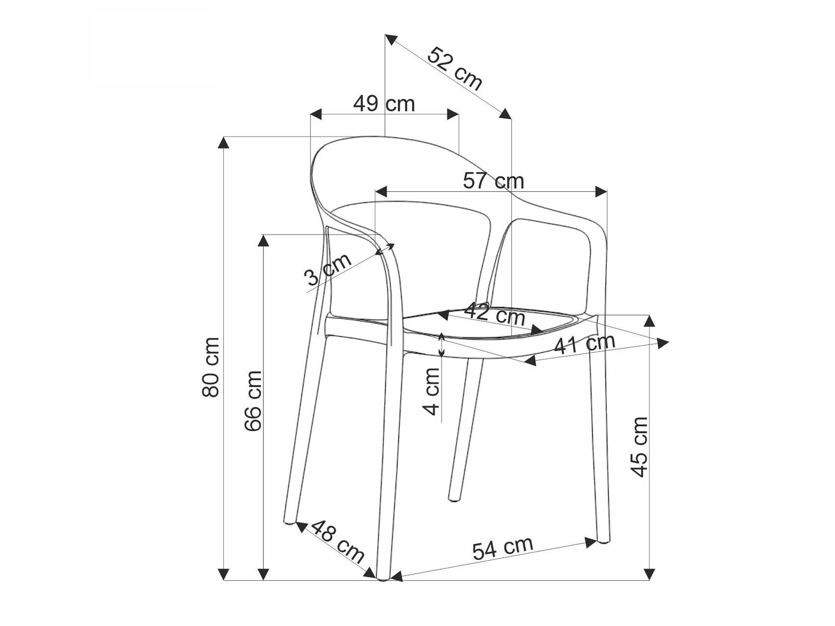 Chaise Houston 1673 (Blanc + Brun clair)