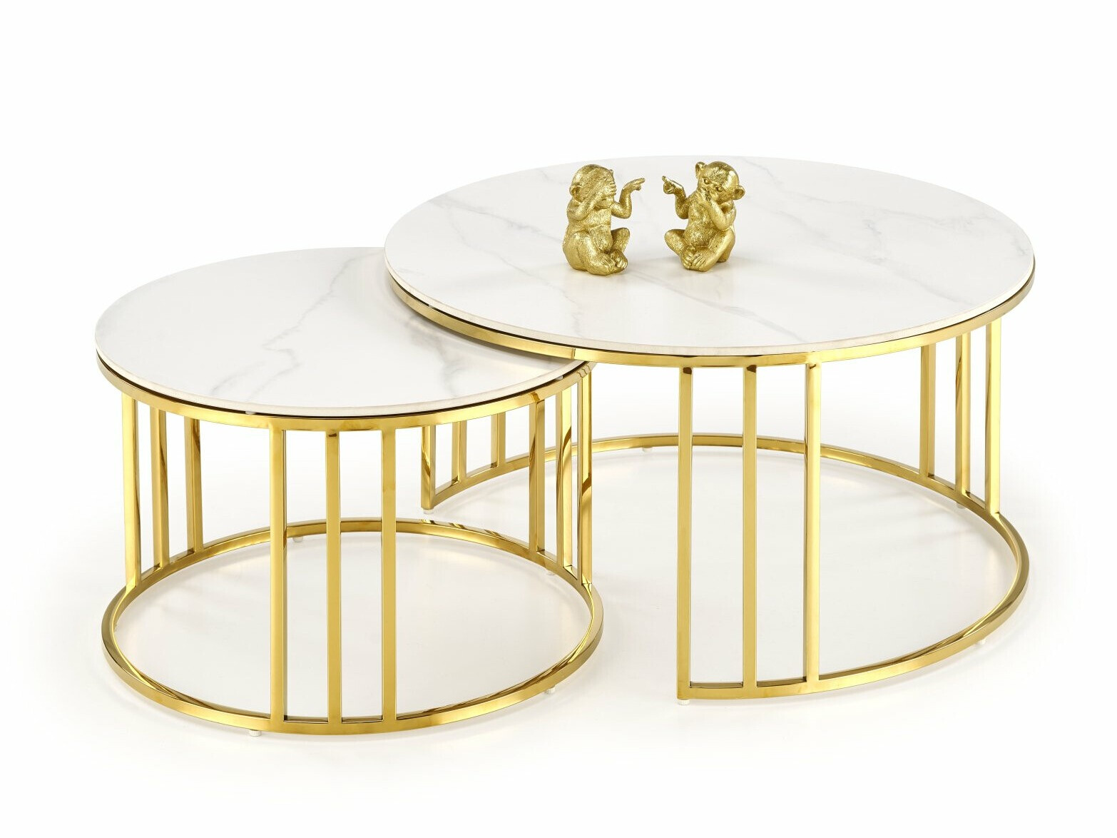 Ensemble tables basses Houston 1503 (Doré + Marbre blanc)