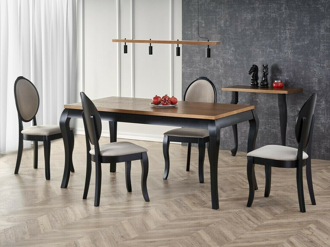 Table Houston 1202 (Chêne foncé + Noir)