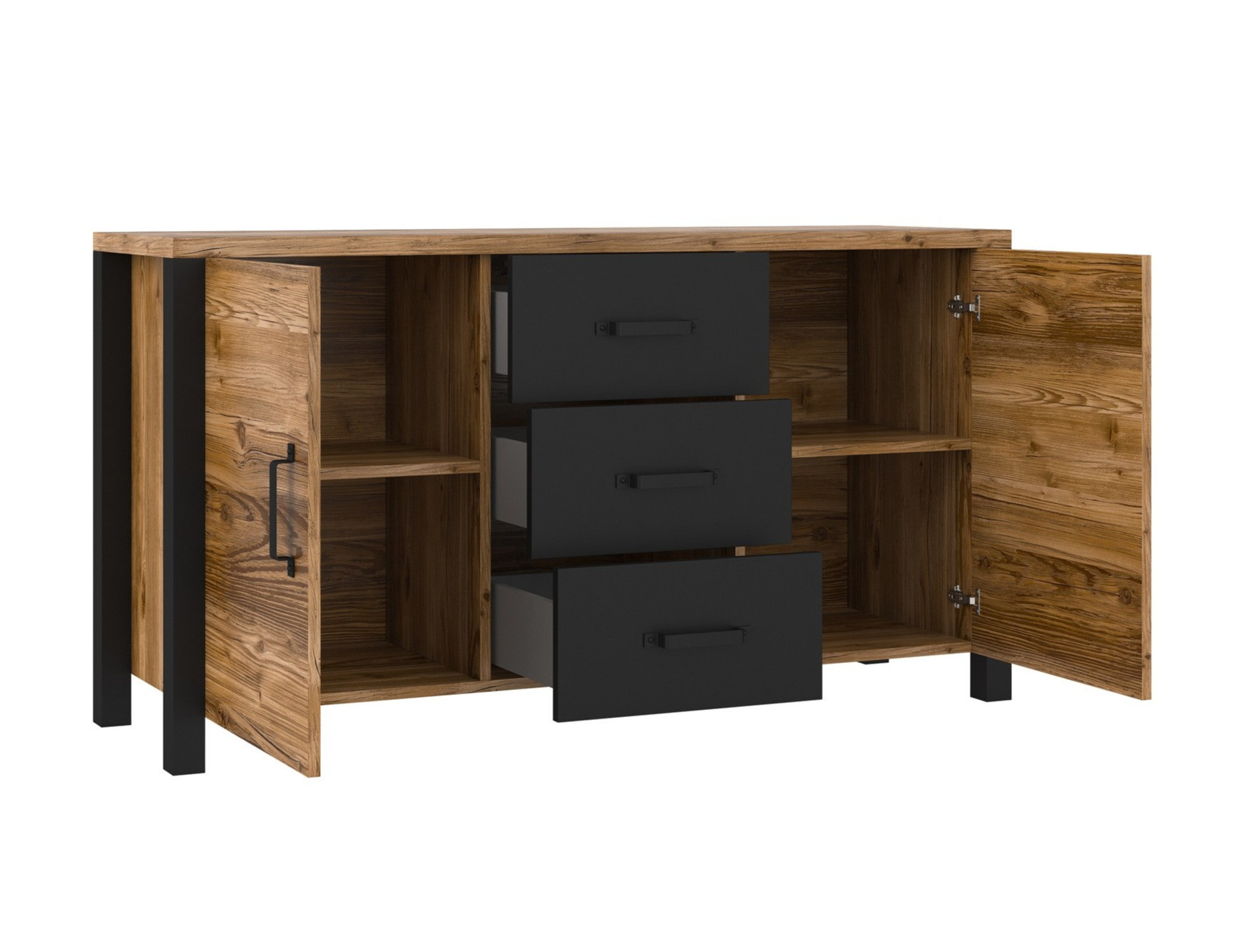 Commode Tornua 103 (Épicéa foncé + Noir mat)