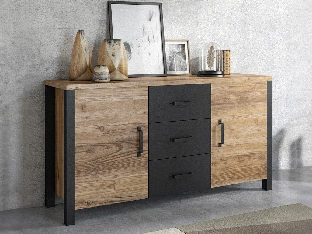 Commode Tornua 103 (Épicéa foncé + Noir mat)