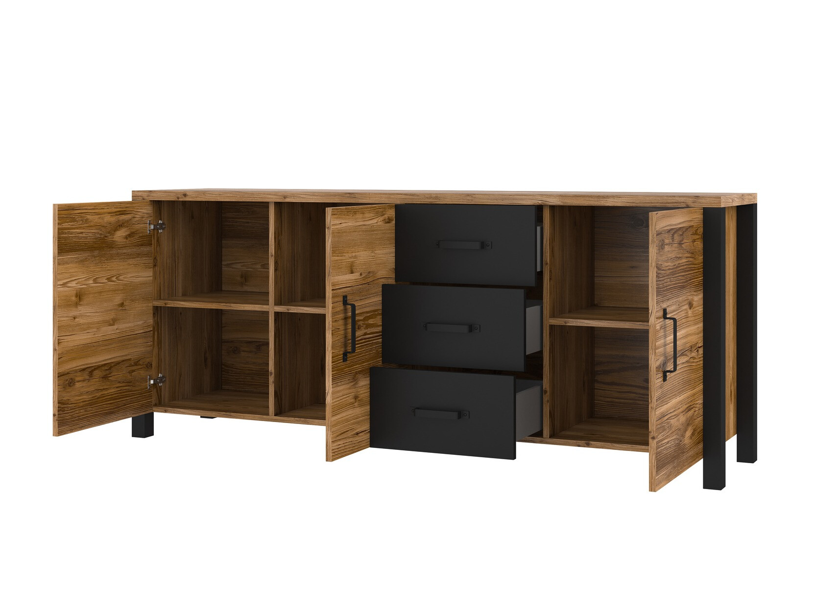 Commode Tornua 106 (Épicéa foncé + Noir mat)