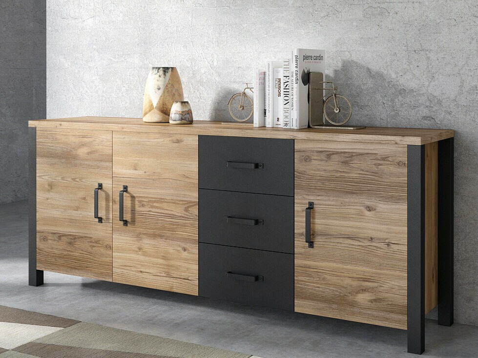 Commode Tornua 106 (Épicéa foncé + Noir mat)