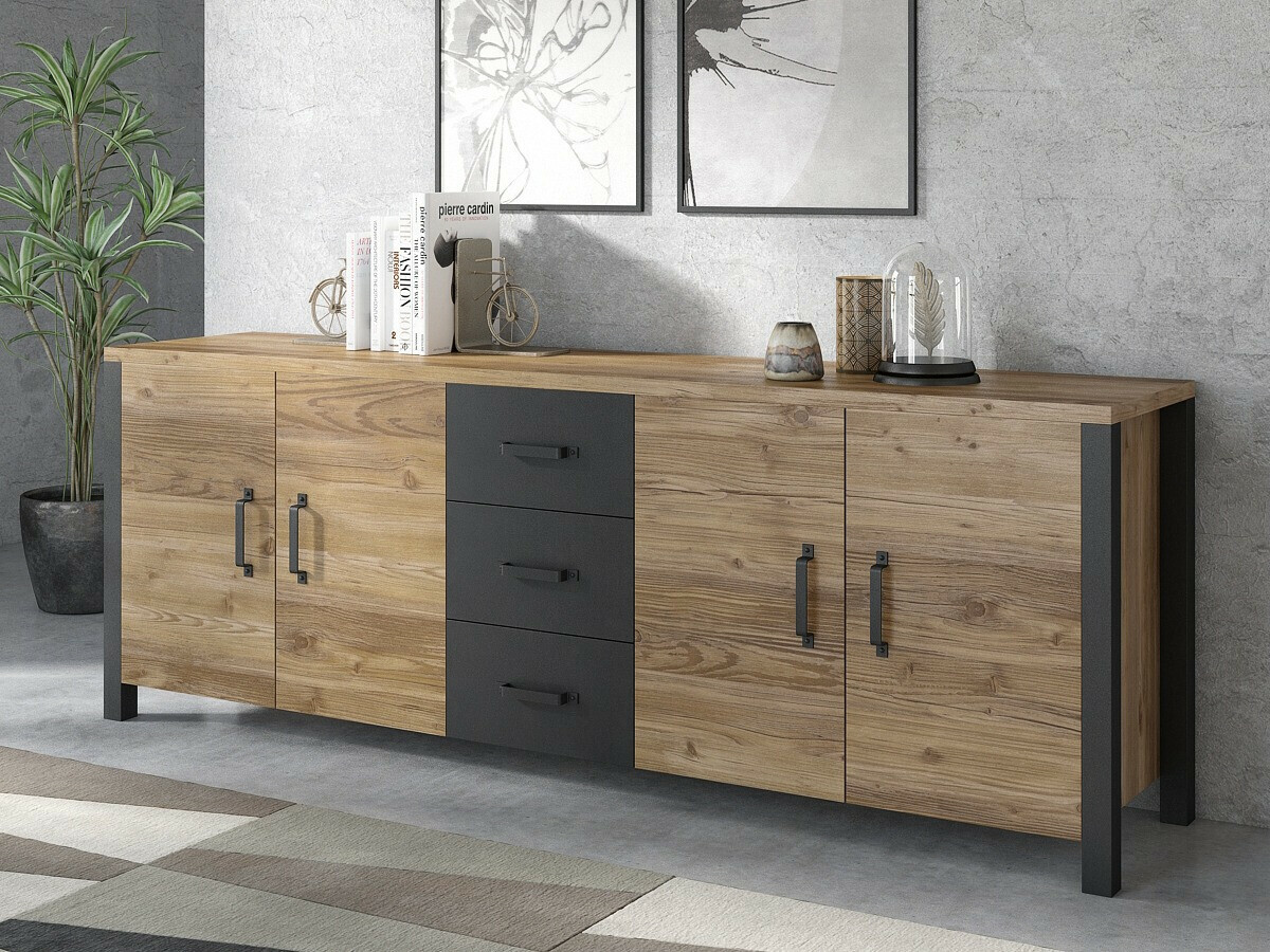 Commode Tornua 109 (Épicéa foncé + Noir mat)