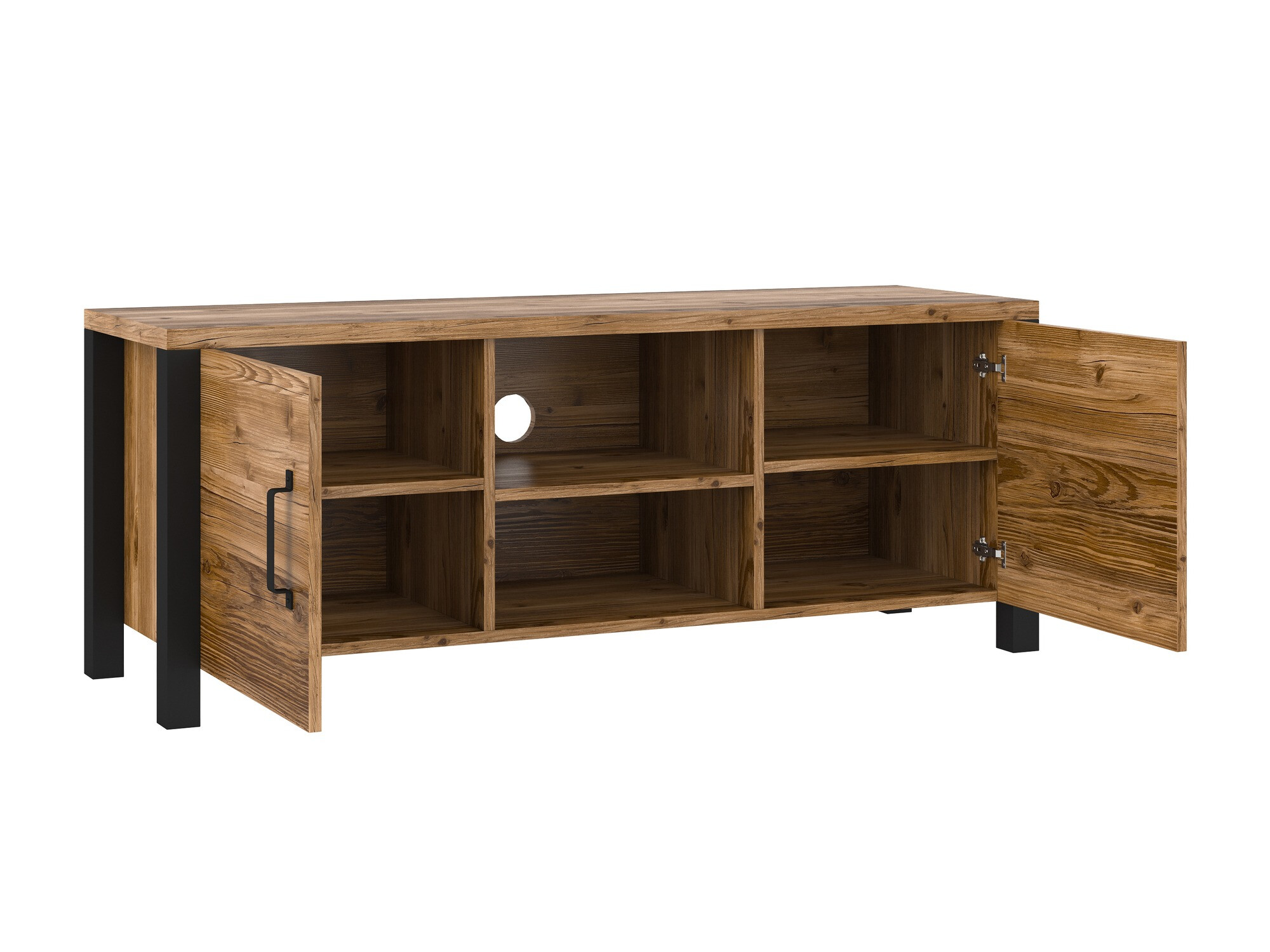 Meuble TV Tornua 104 (Épicéa foncé + Noir mat)