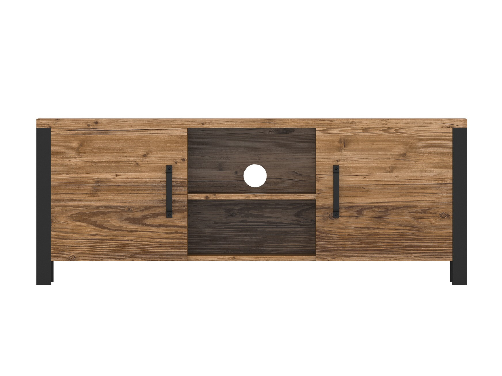 Meuble TV Tornua 104 (Épicéa foncé + Noir mat)