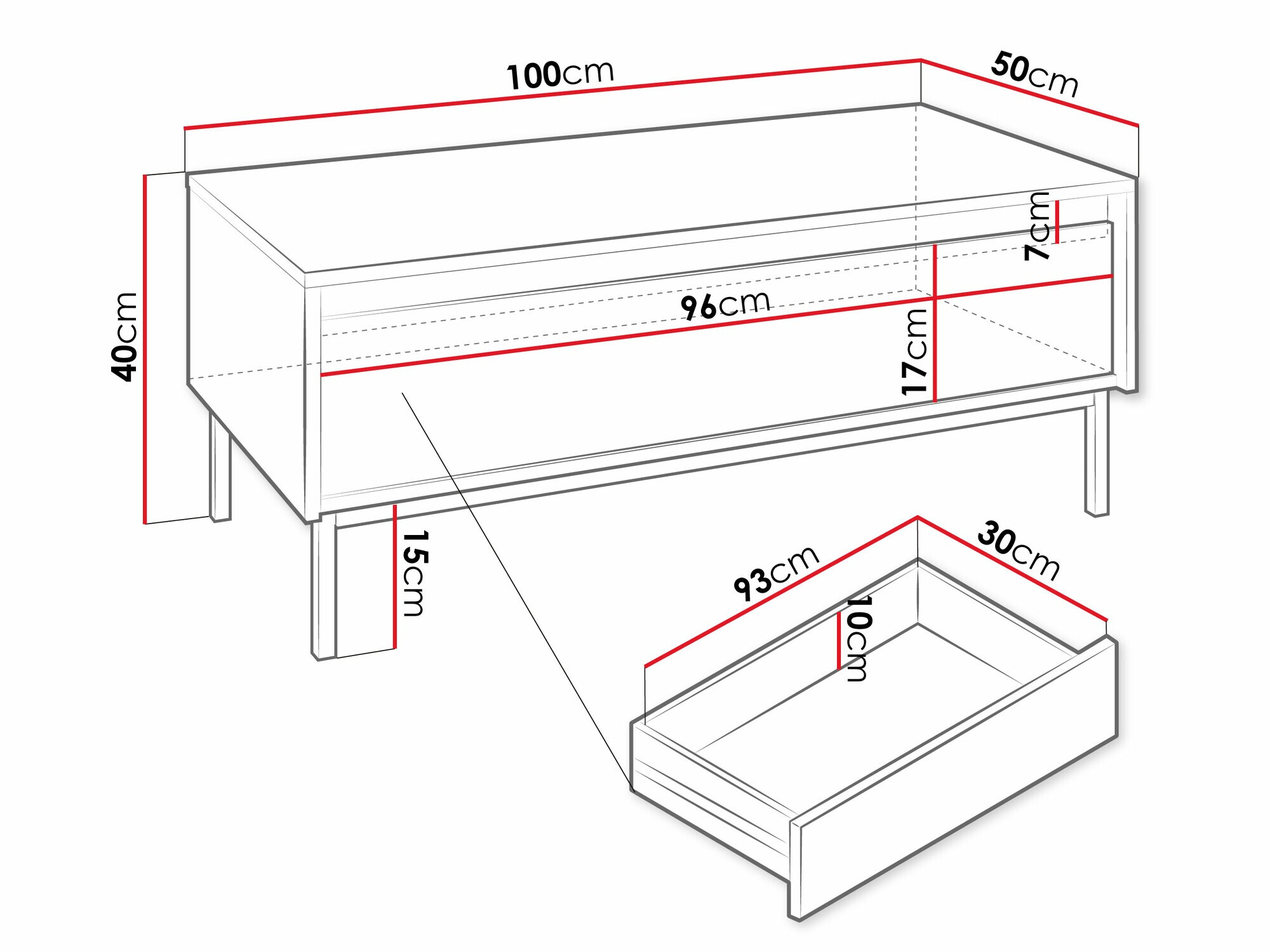 Table basse Comfivo Delruva (Noir)