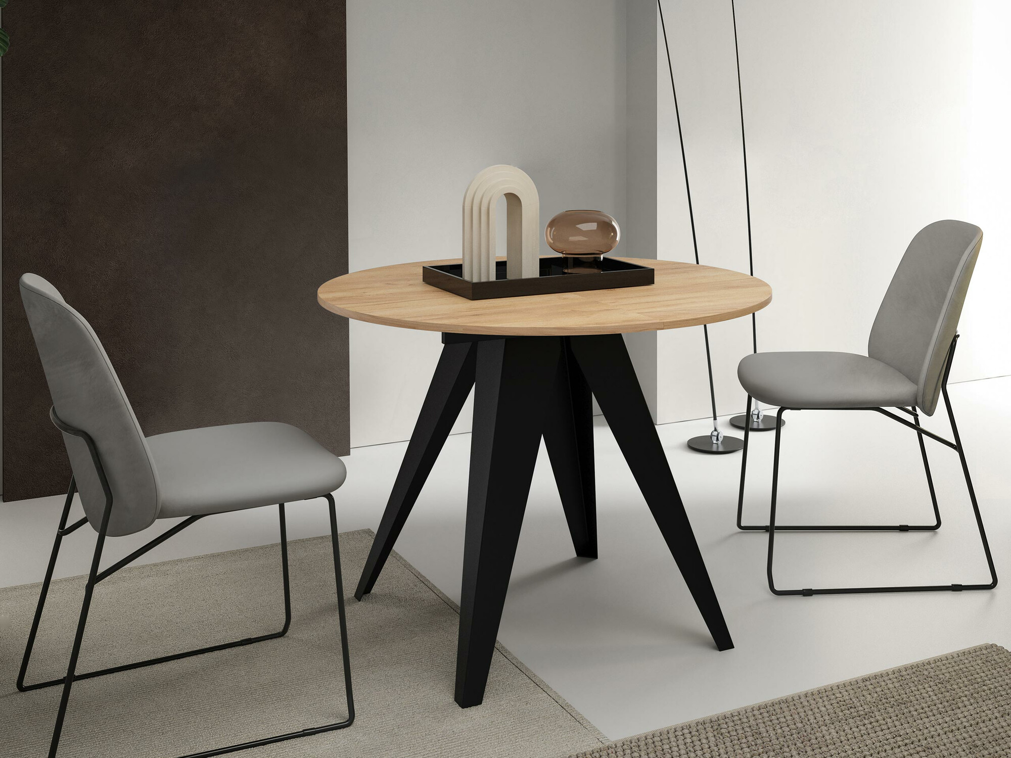 Table Oswego 114 (Noir + Chêne Craft doré)