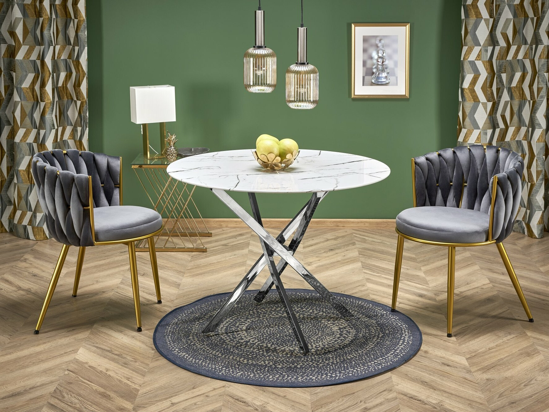 Table Houston 1538 (Argent + Marbre blanc)