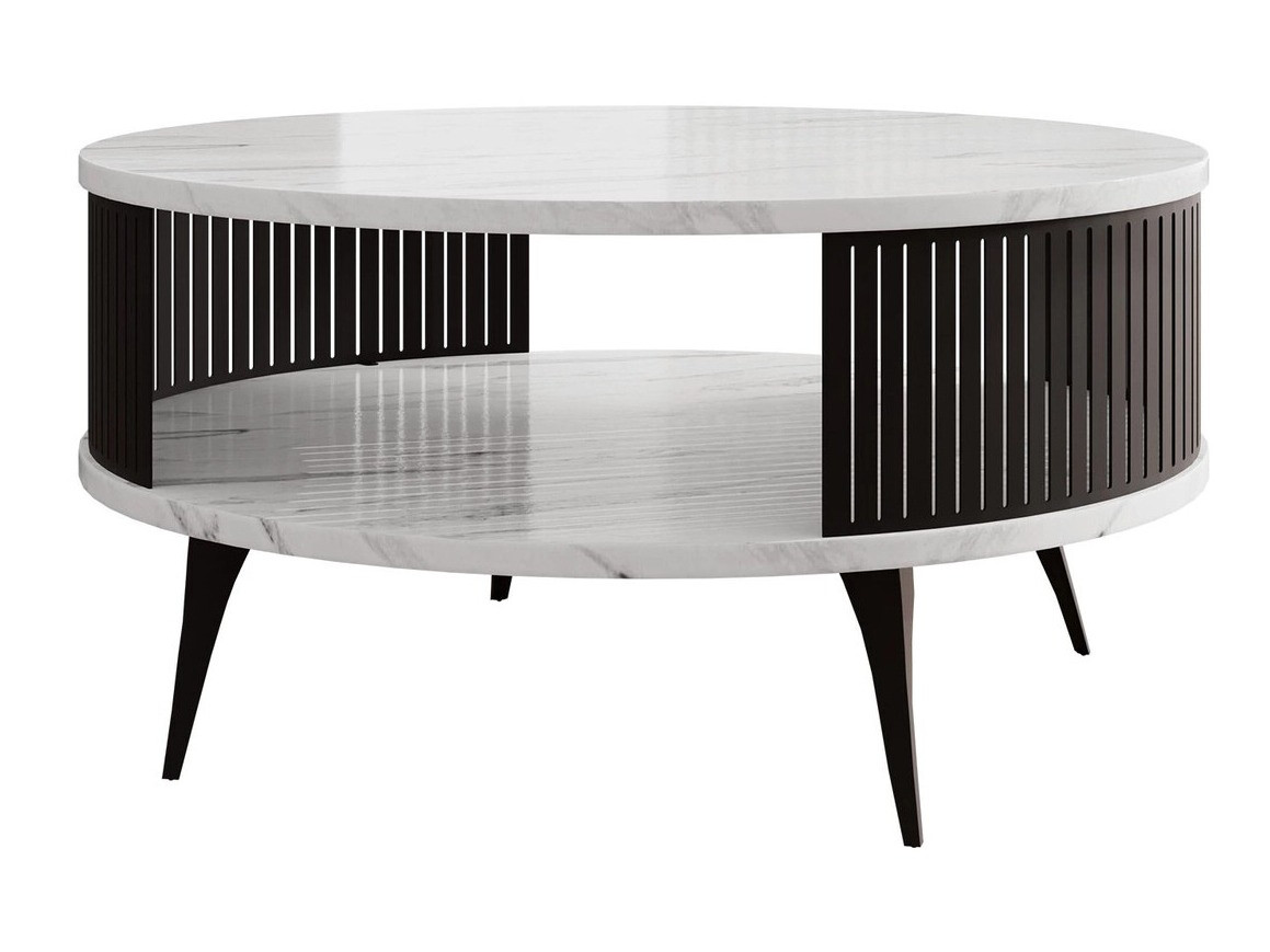 Table basse Vitum (Noir + Marbre blanc)