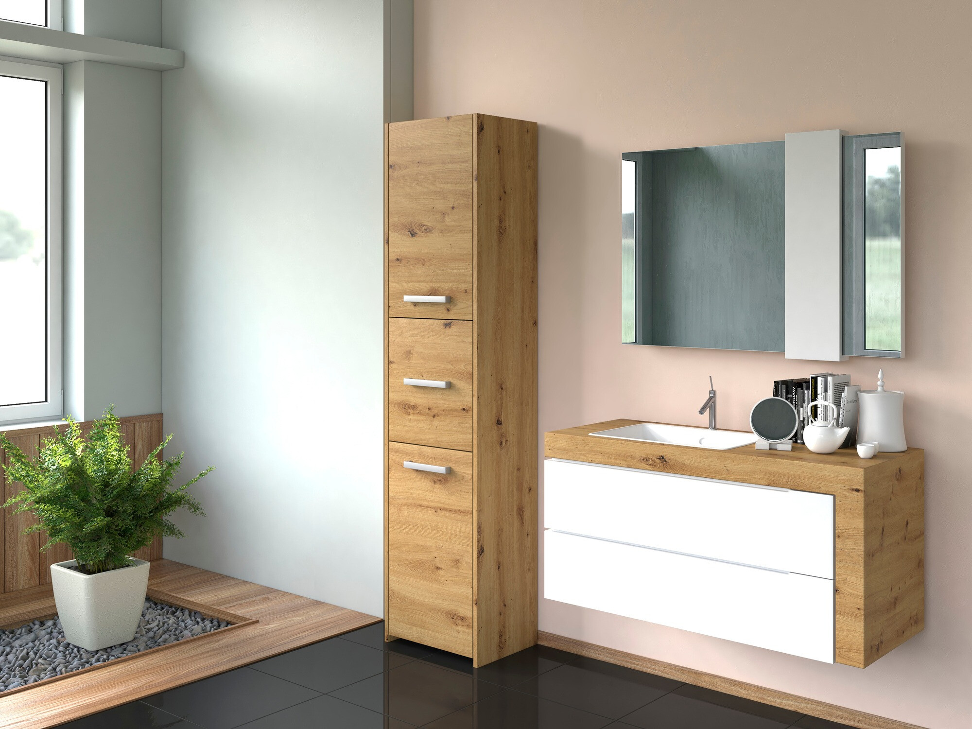Armoire de bain à poser Mandeville 251 (Chêne Artisan)