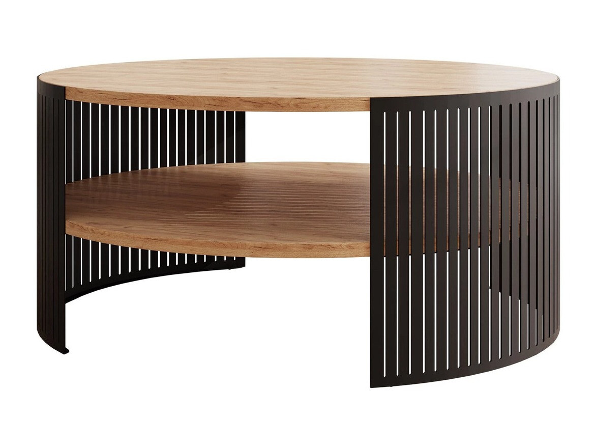Table basse Civer (Noir + Chêne doré artisanal)