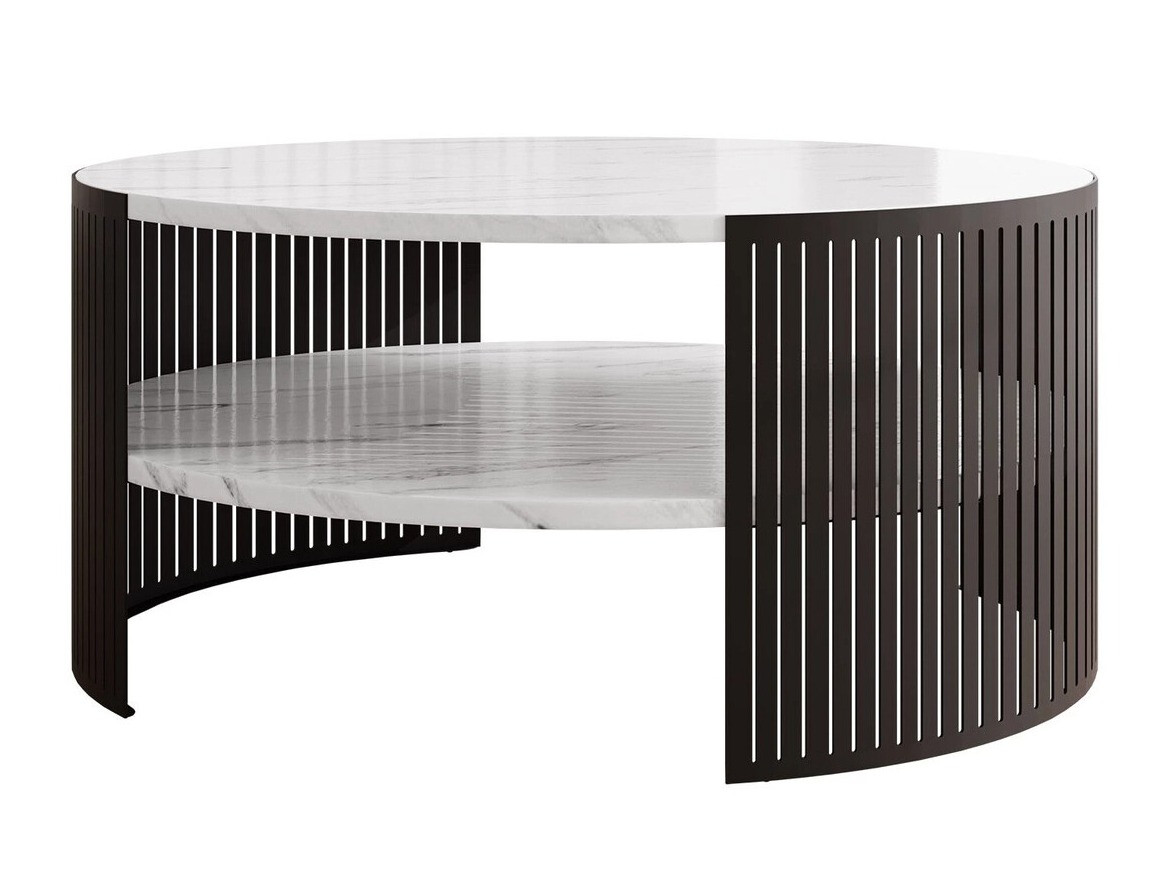 Table basse Evanola 100 (Noir + Marbre blanc)