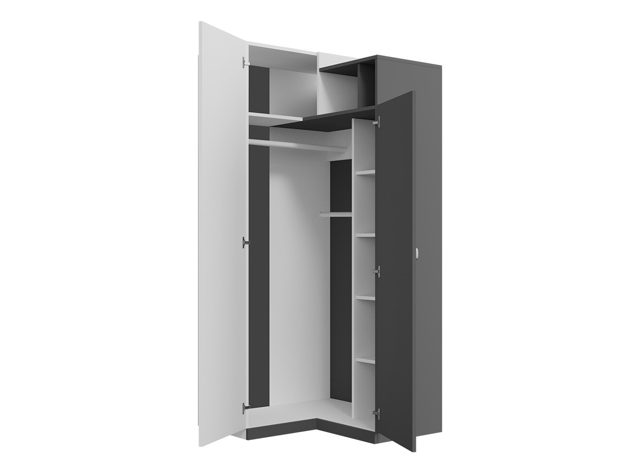 Armoire d'angle Omaha F113 (Graphite + Blanc)