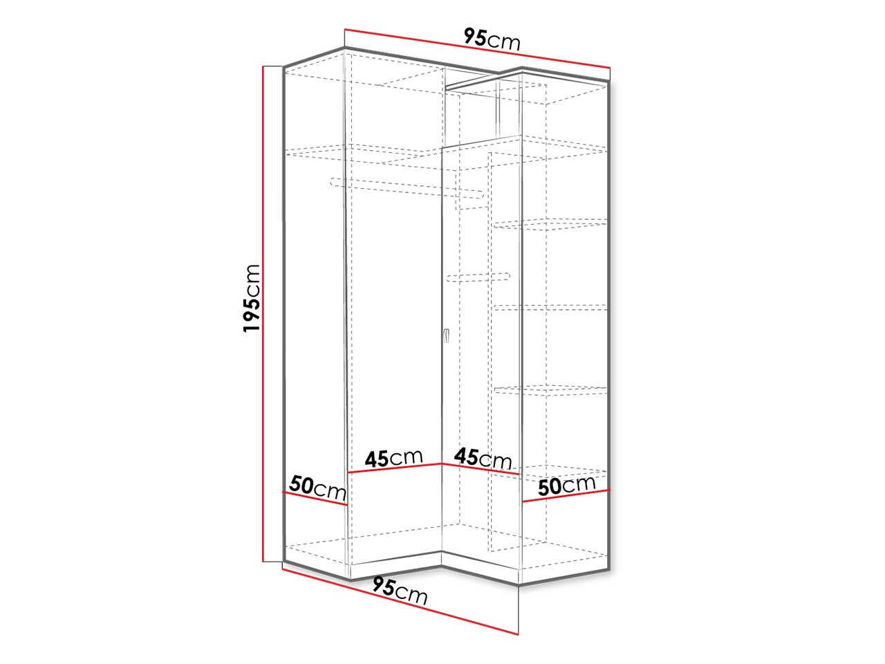 Armoire d'angle Omaha F113 (Graphite + Blanc)