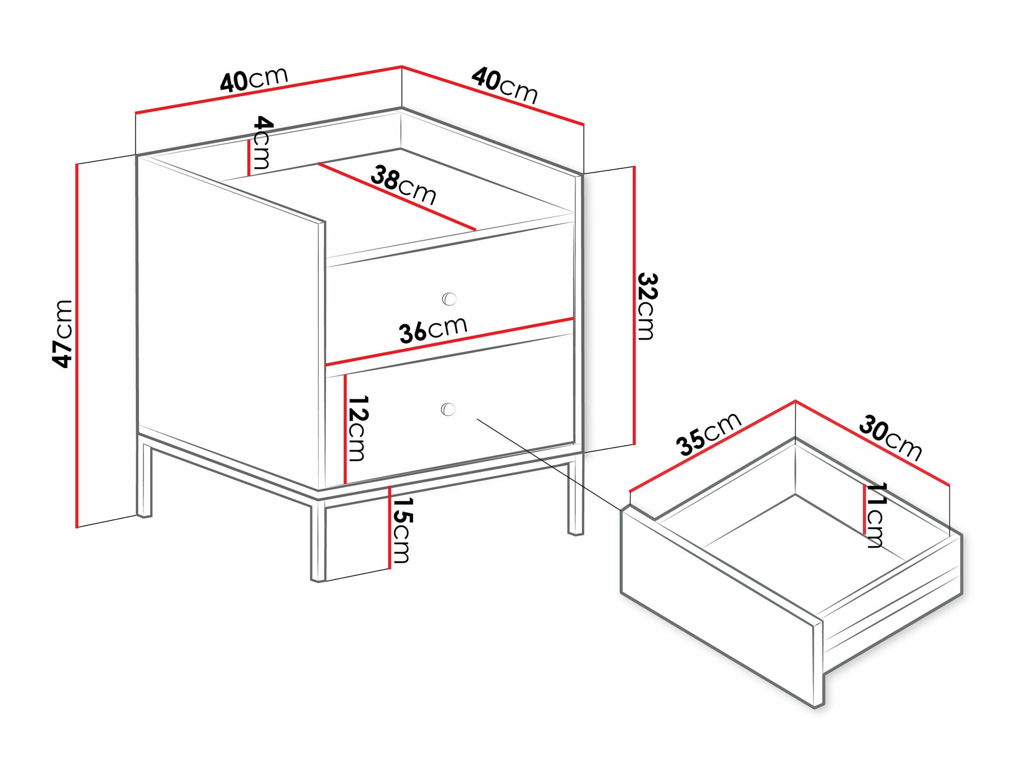 Table de chevet Comfivo Etmore 103 (Blanc)