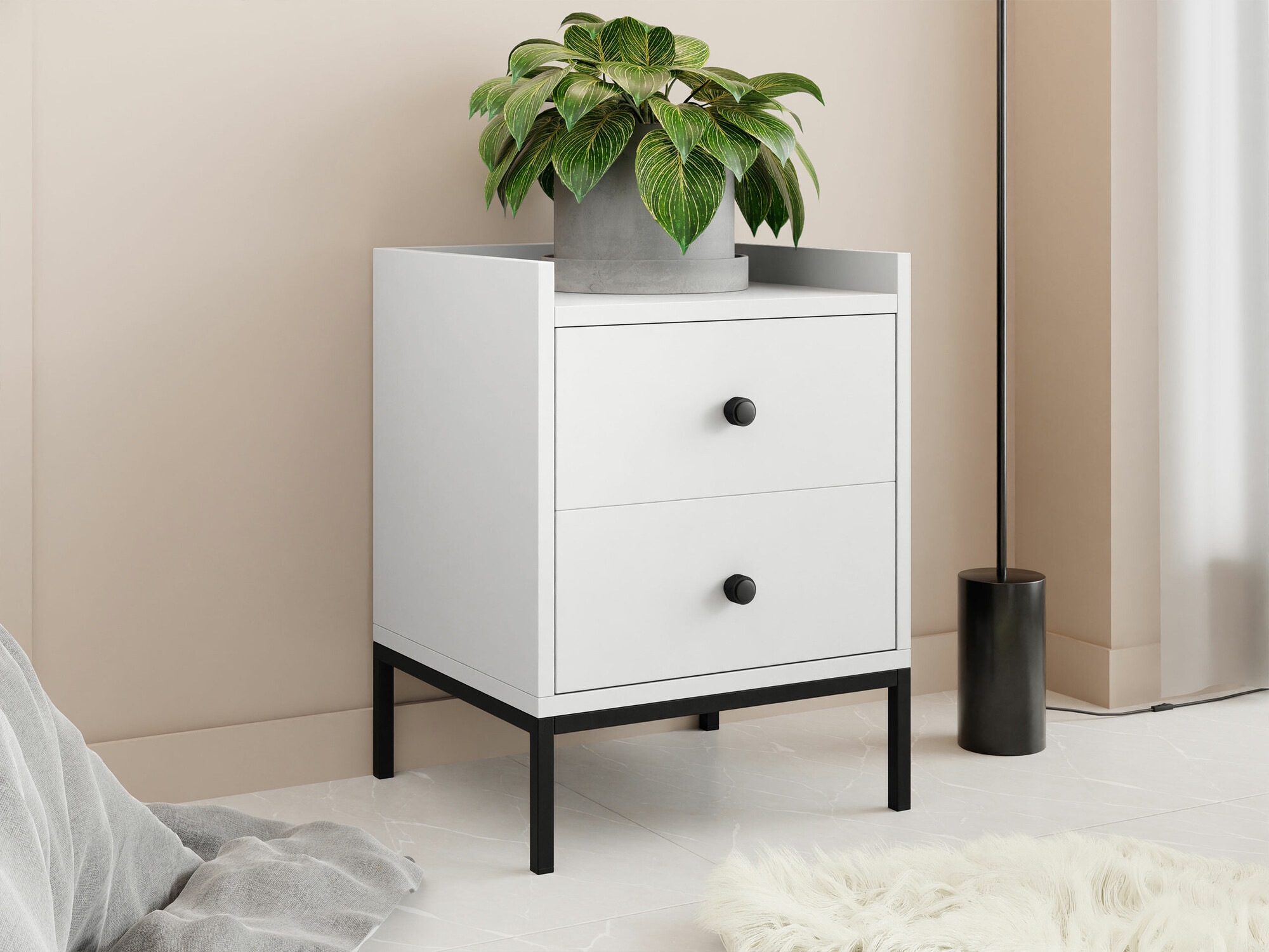 Table de chevet Comfivo Etmore 103 (Blanc)