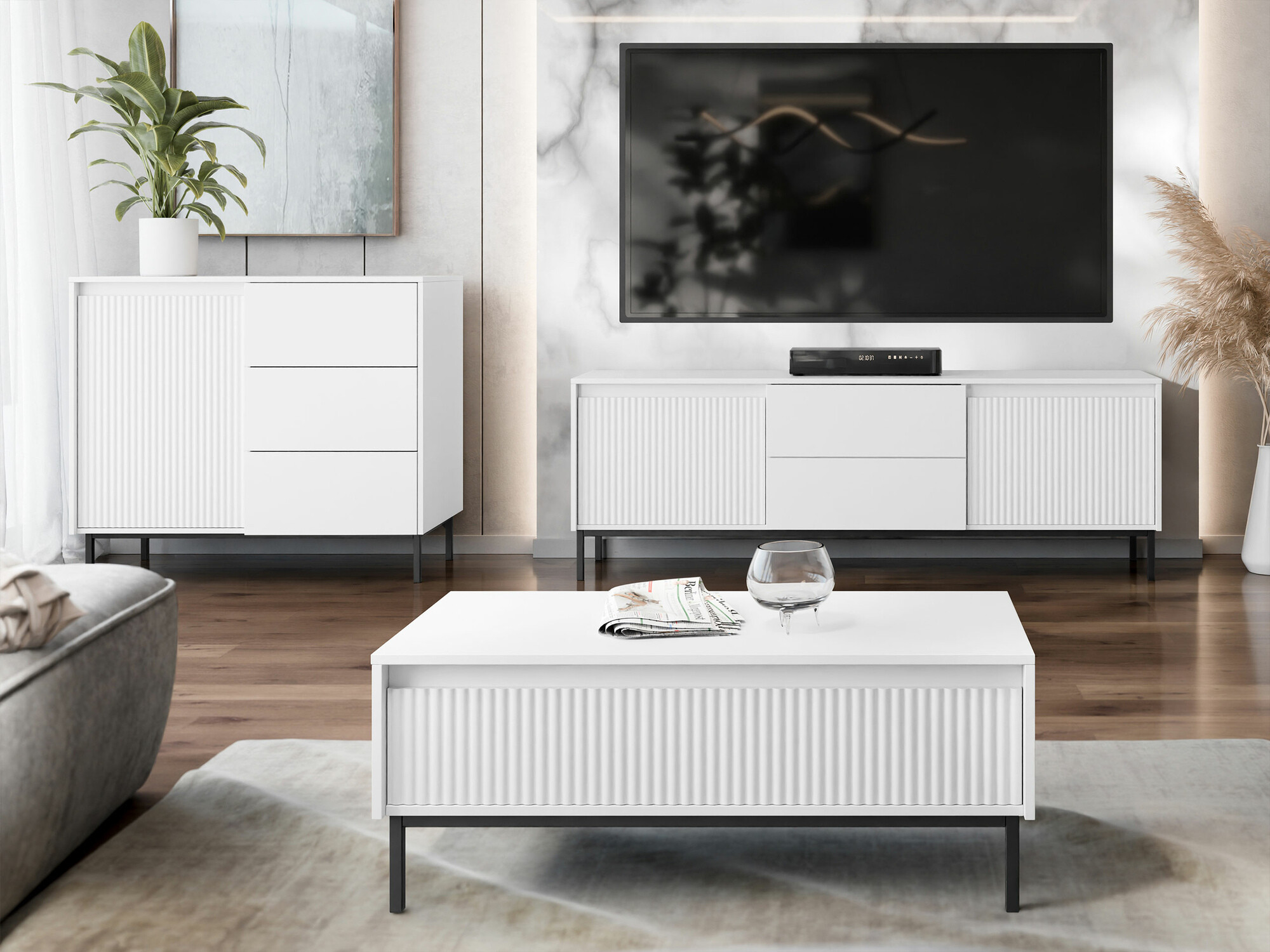 Meuble TV Comfivo Delruva I (Blanc)