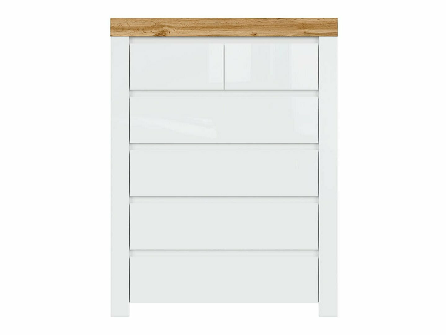 Commode Sonsoru 114 (Blanc + Blanc brillant + Chêne wotan)