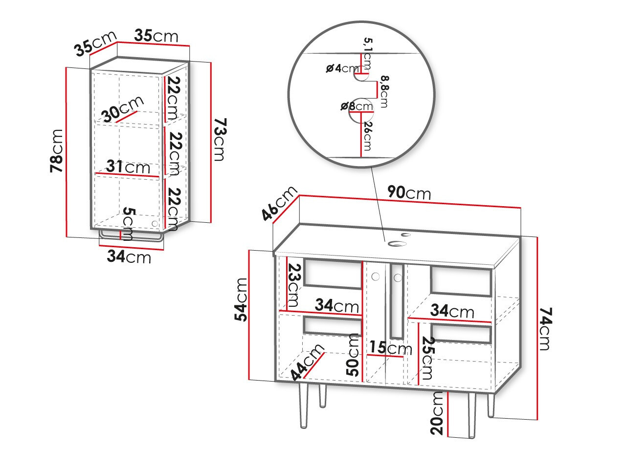 Ensemble de salle de bain Merced P106 (Blanc)