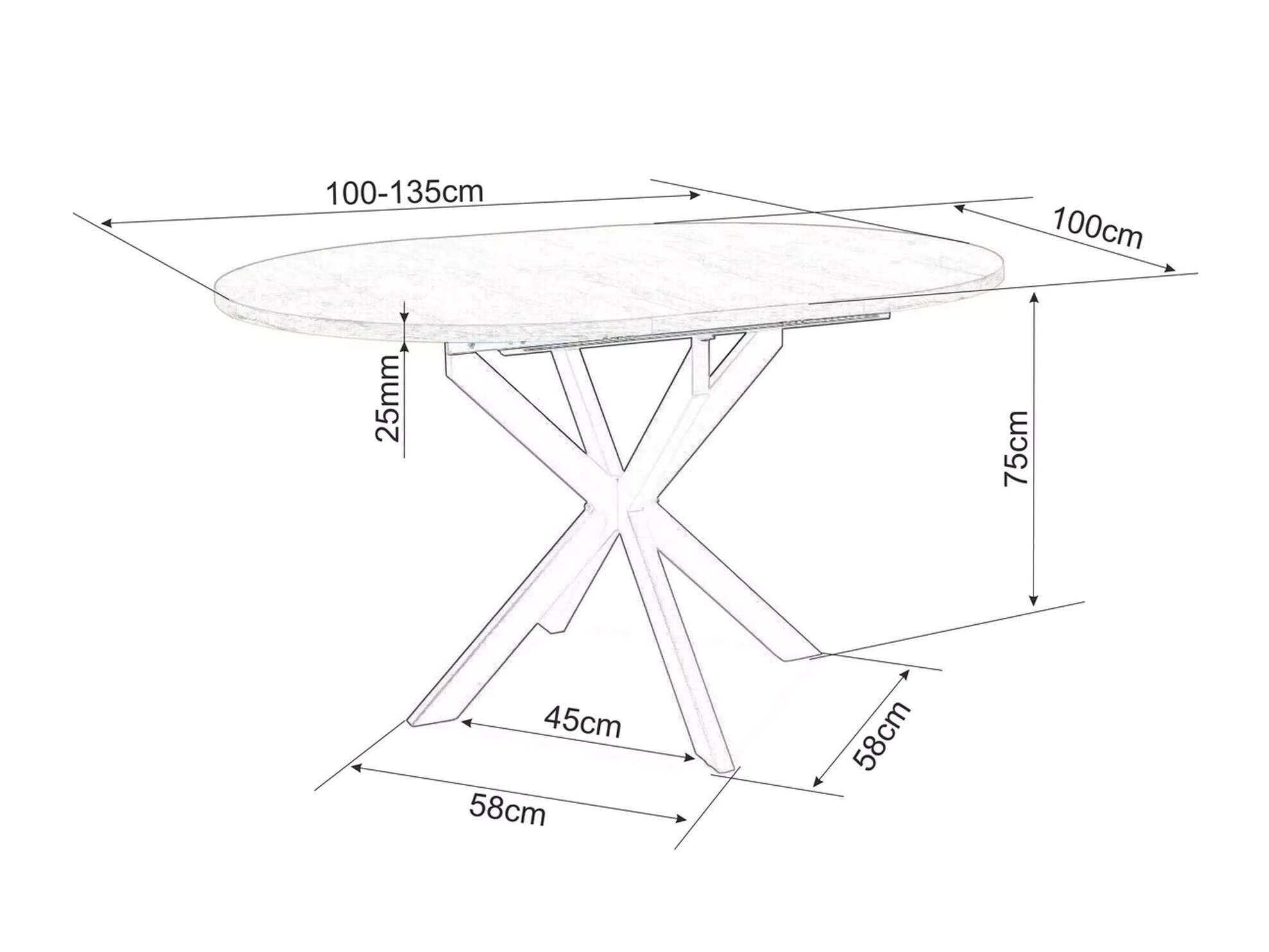 Table Detroit 115 (Marbre noir)