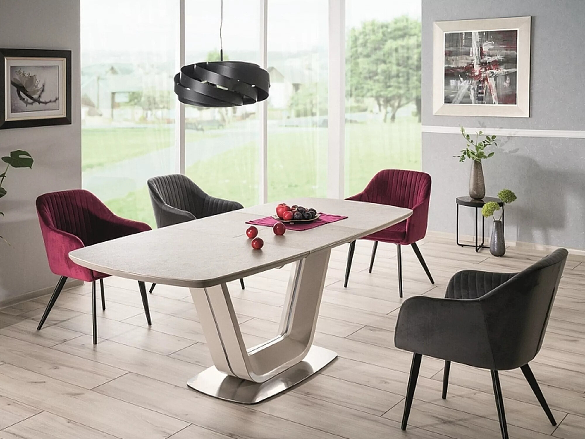 Table Detroit 116 (Marbre gris + Gris)