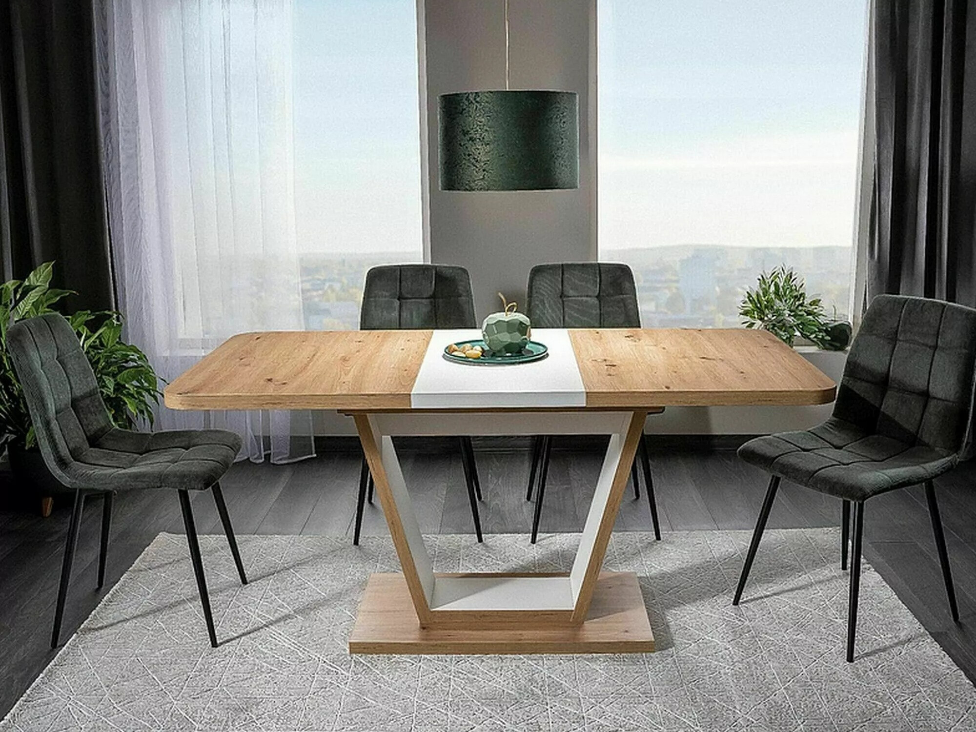 Table Detroit 135 (Chêne Artisan + Blanc)