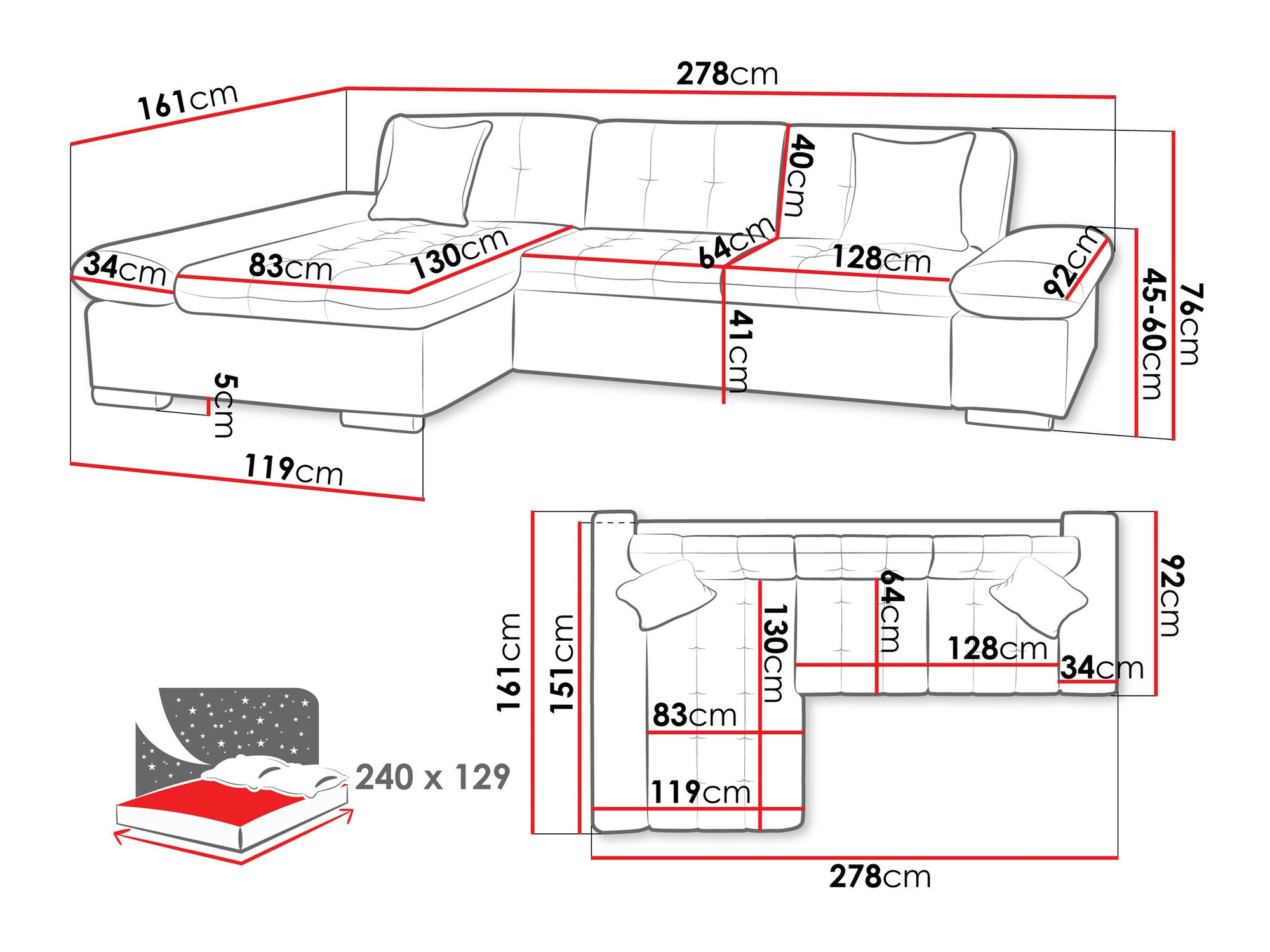 Canapé d'angle Comfivo Sanitas II (Baloo 2074)