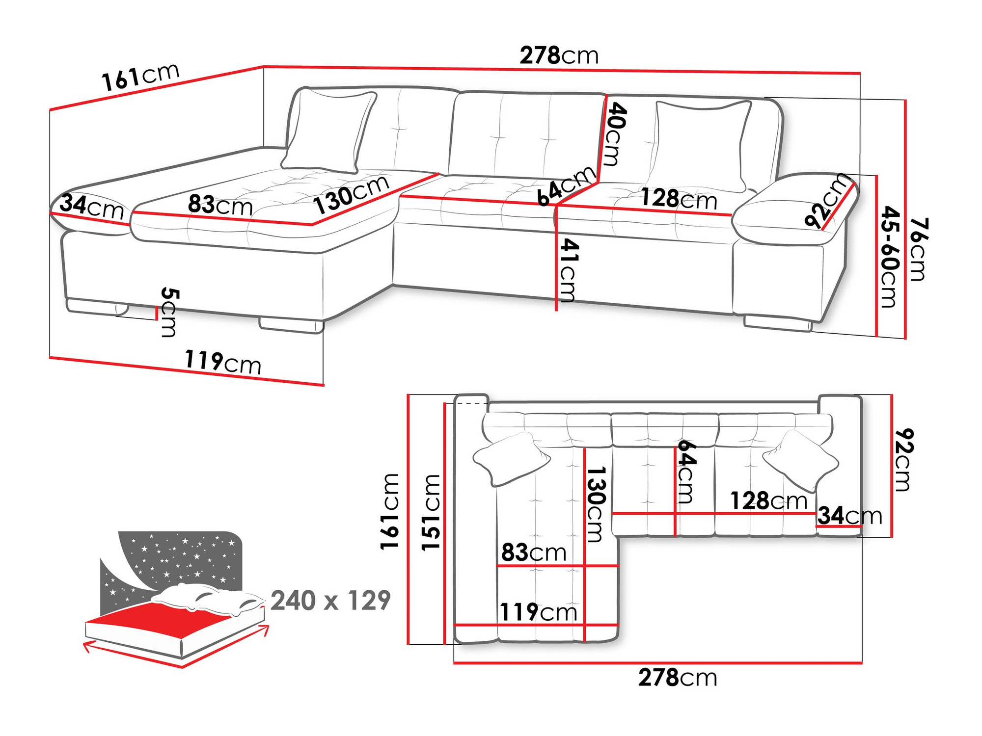 Canapé d'angle Comfivo Sanitas II (Magni 206.11)