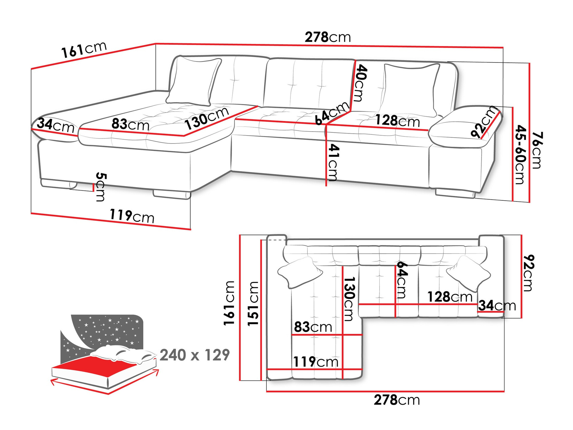 Canapé d'angle Comfivo Sanitas II (Magni 206.11)