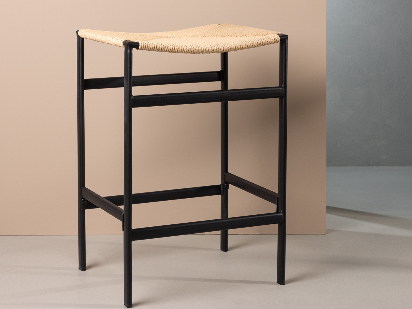 Chaise de bar mi-hauteur Dallas 4564 (Noir + Brun clair)
