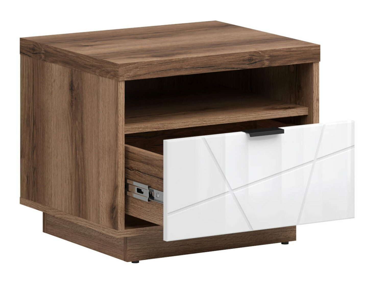 Table de chevet Fivale 115 (Chêne delano foncé + Blanc brillant)