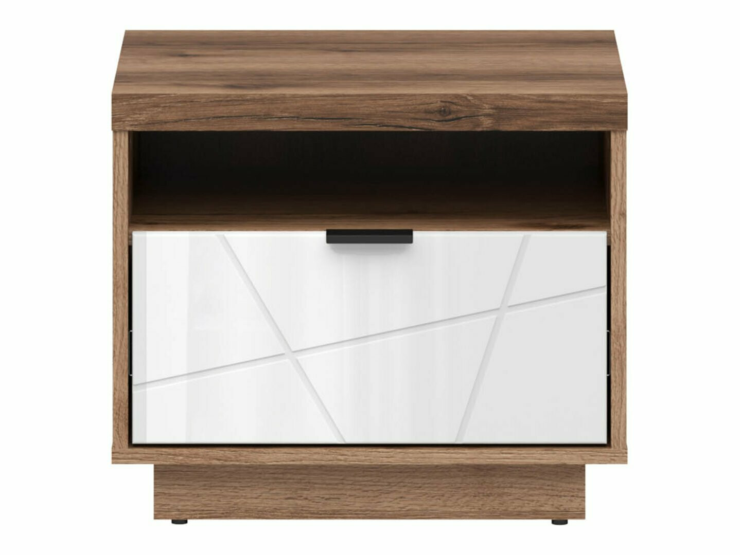 Table de chevet Fivale 115 (Chêne delano foncé + Blanc brillant)