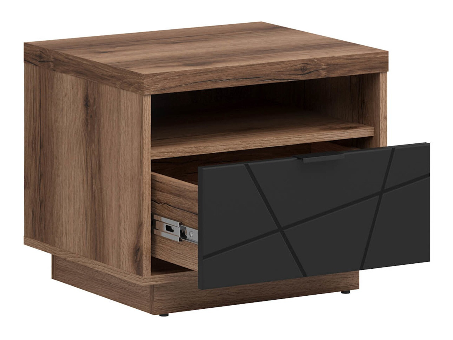 Table de chevet Fivale 115 (Chêne delano foncé + Noir mat)