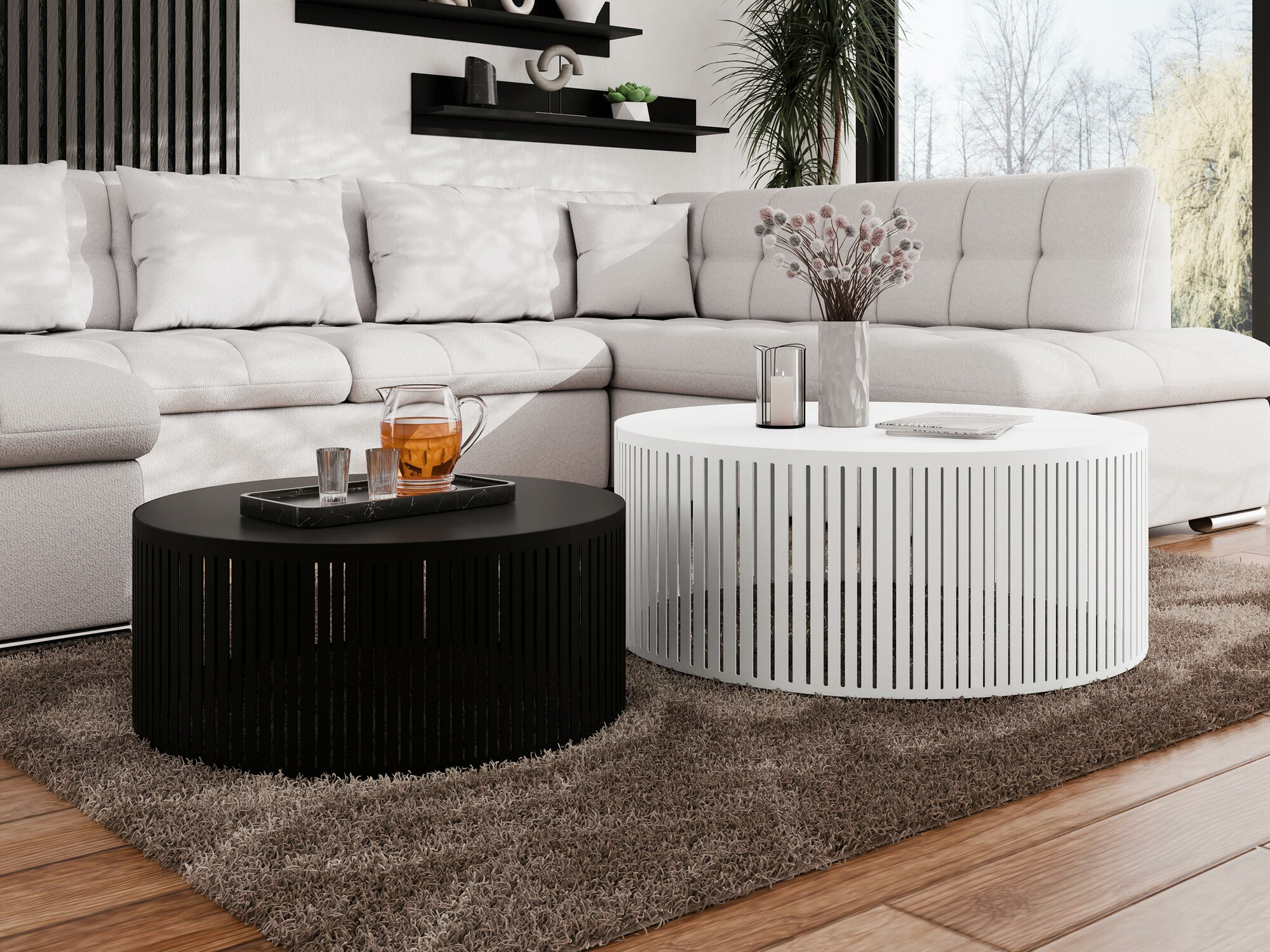 Ensemble tables basses Prunis (Noir + Blanc)