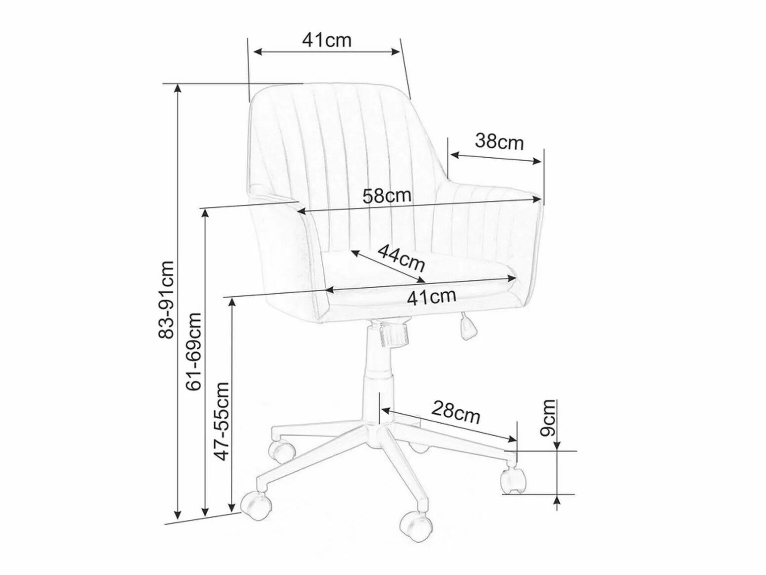 Chaise de bureau Detroit 295 (Gris clair)