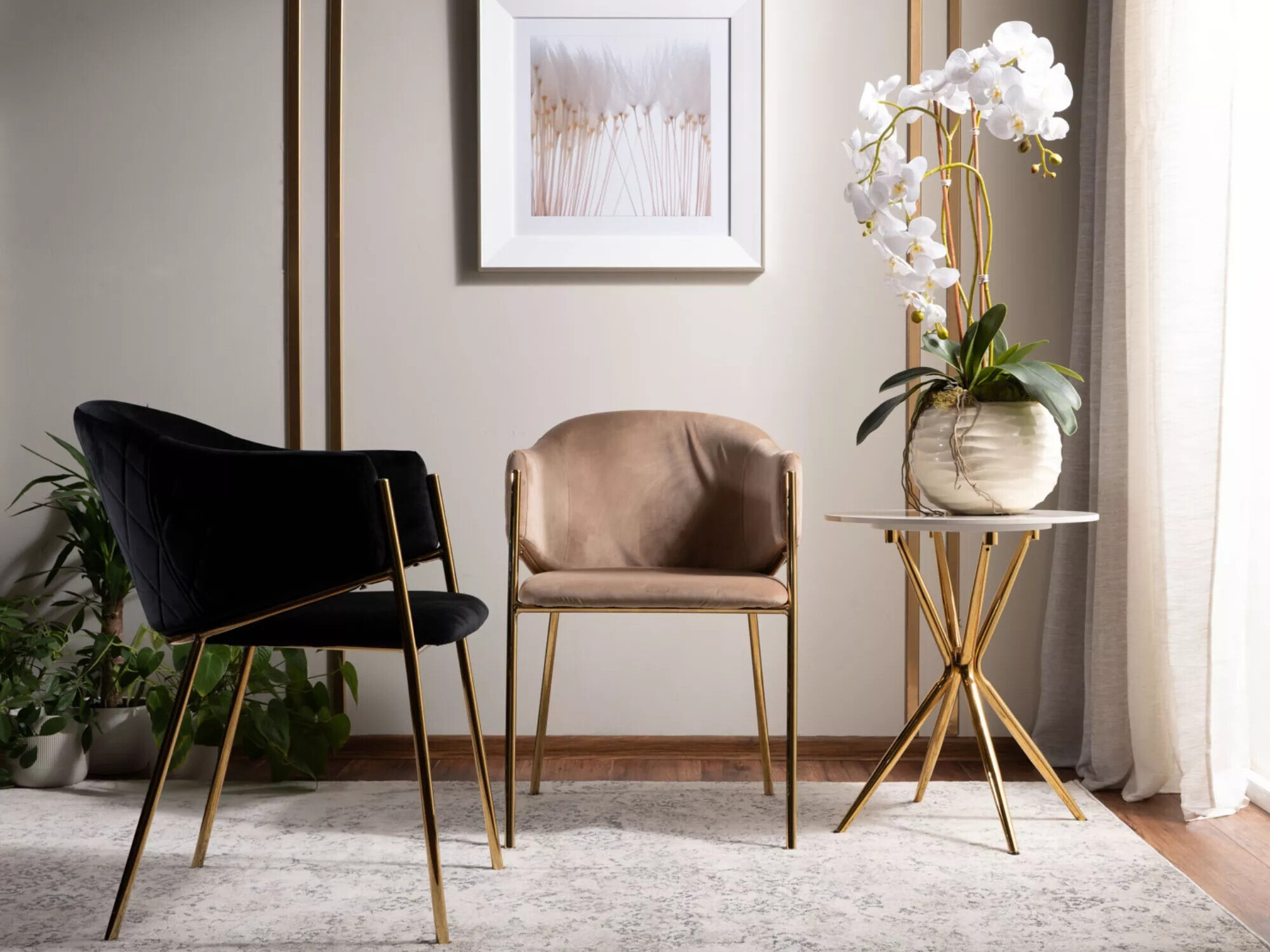 Chaise Detroit 329 (Beige + Doré)