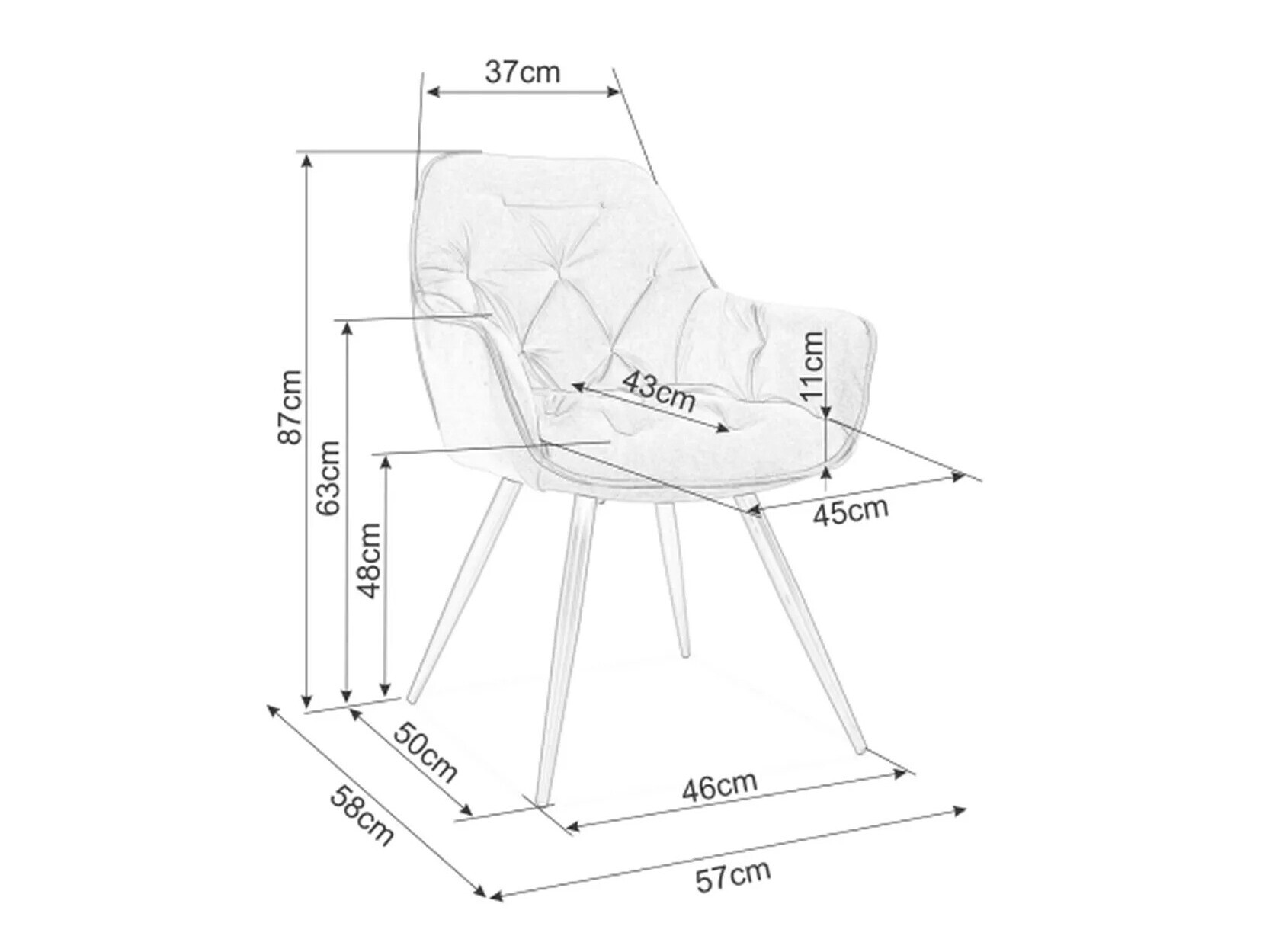 Chaise Detroit 354 (Bleu)