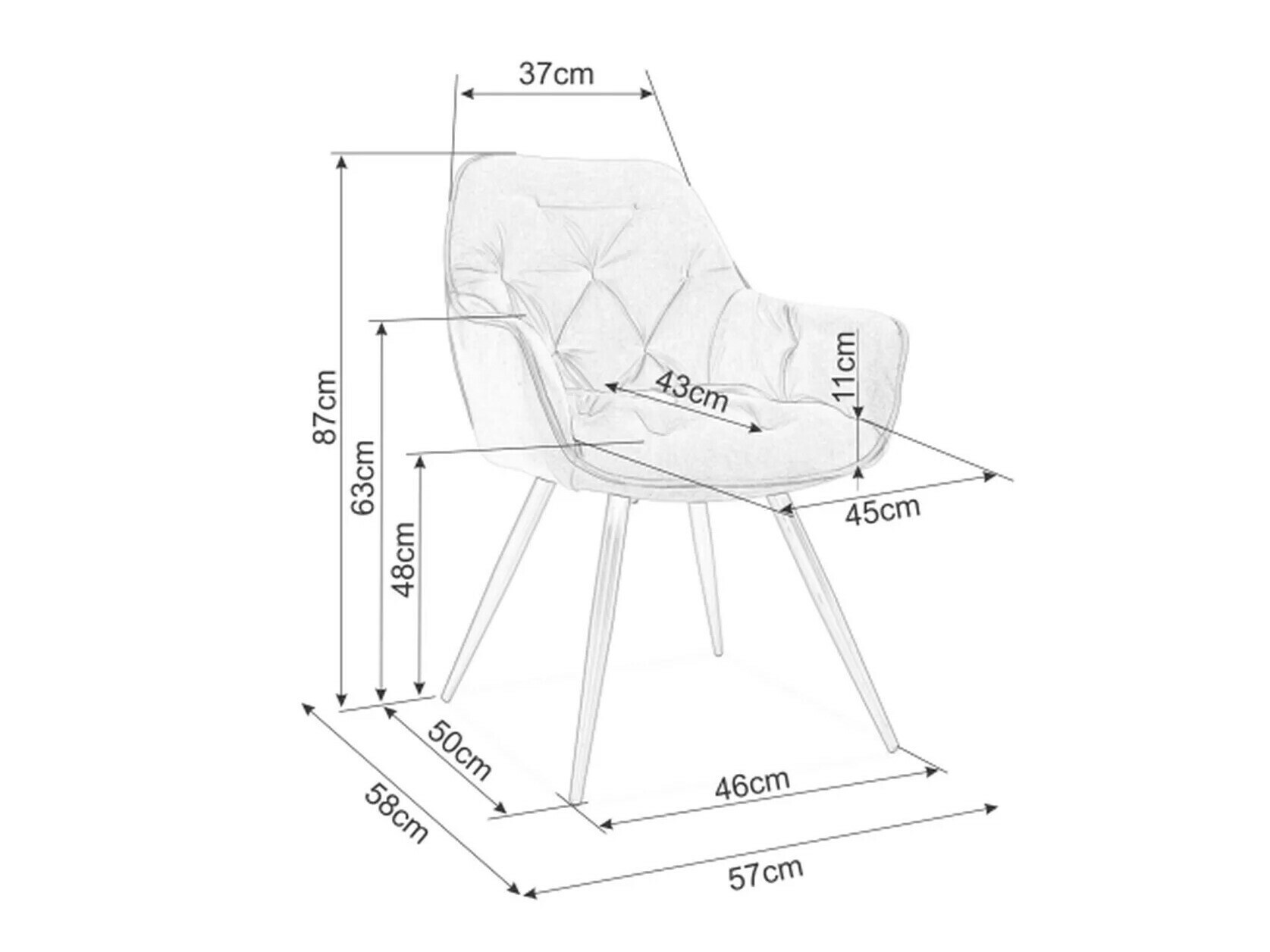 Chaise Detroit 354 (Turquoise)