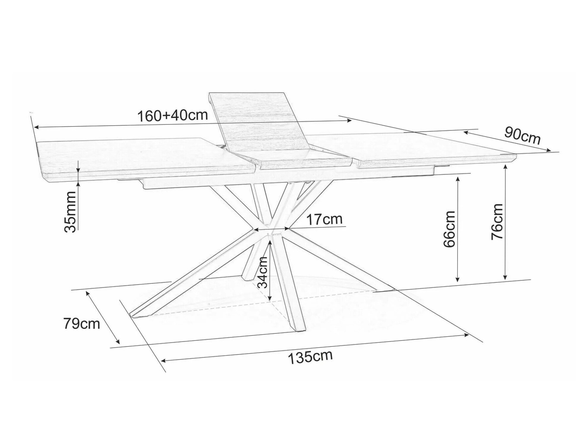 Table Detroit 374 (Marbre blanc + Noir)