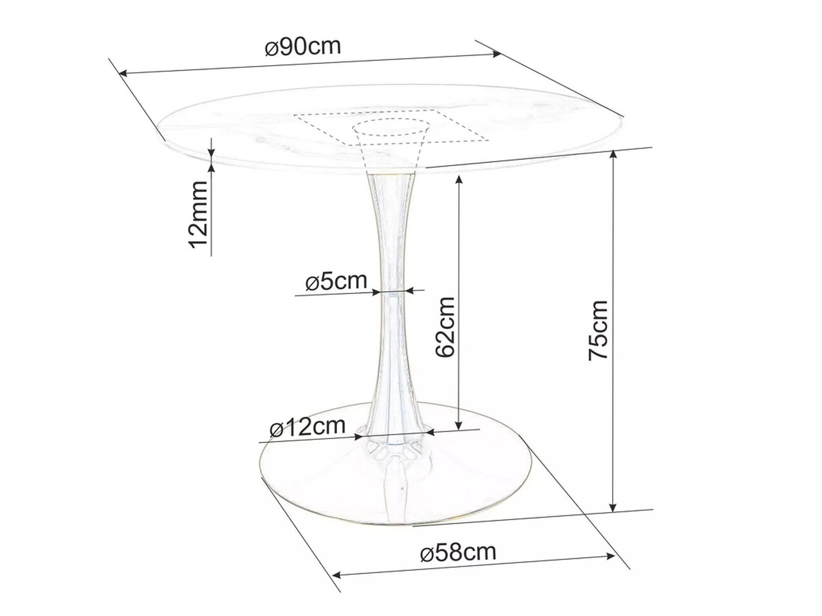 Table Detroit 378 (Marbre blanc + Blanc)