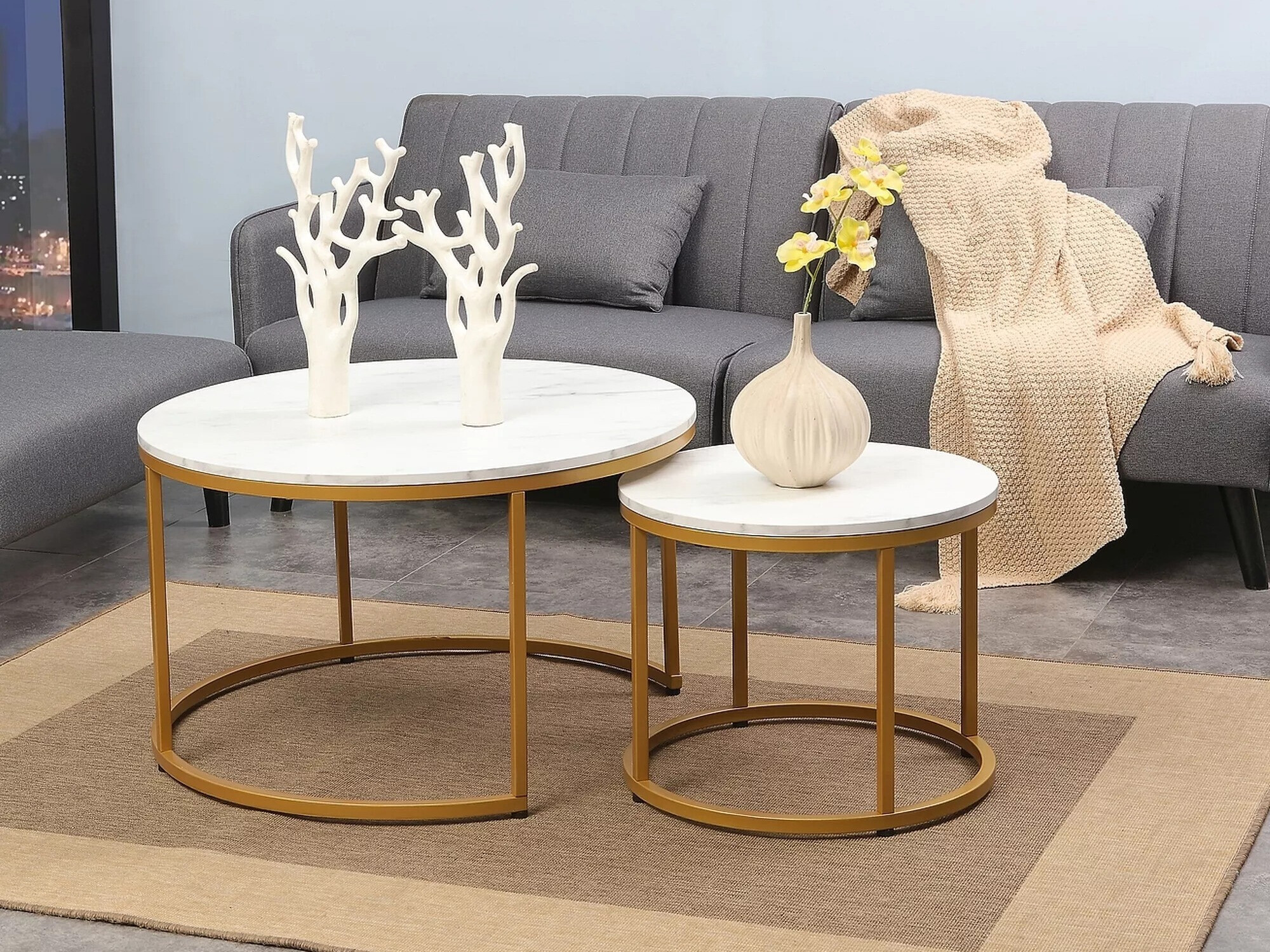 Ensemble tables basses Detroit 397 (Marbre blanc)