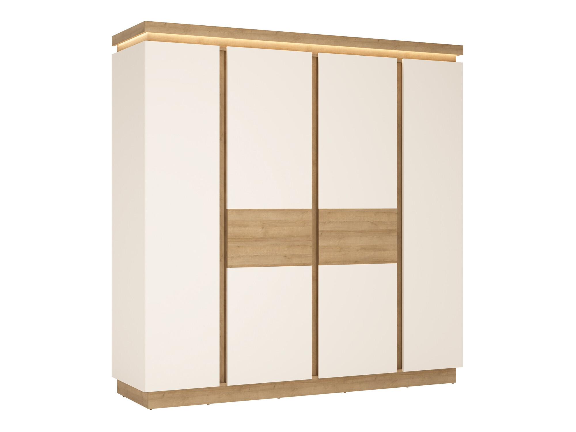 Armoire Feldeli 116 (Riviera chêne + Blanc brillant)